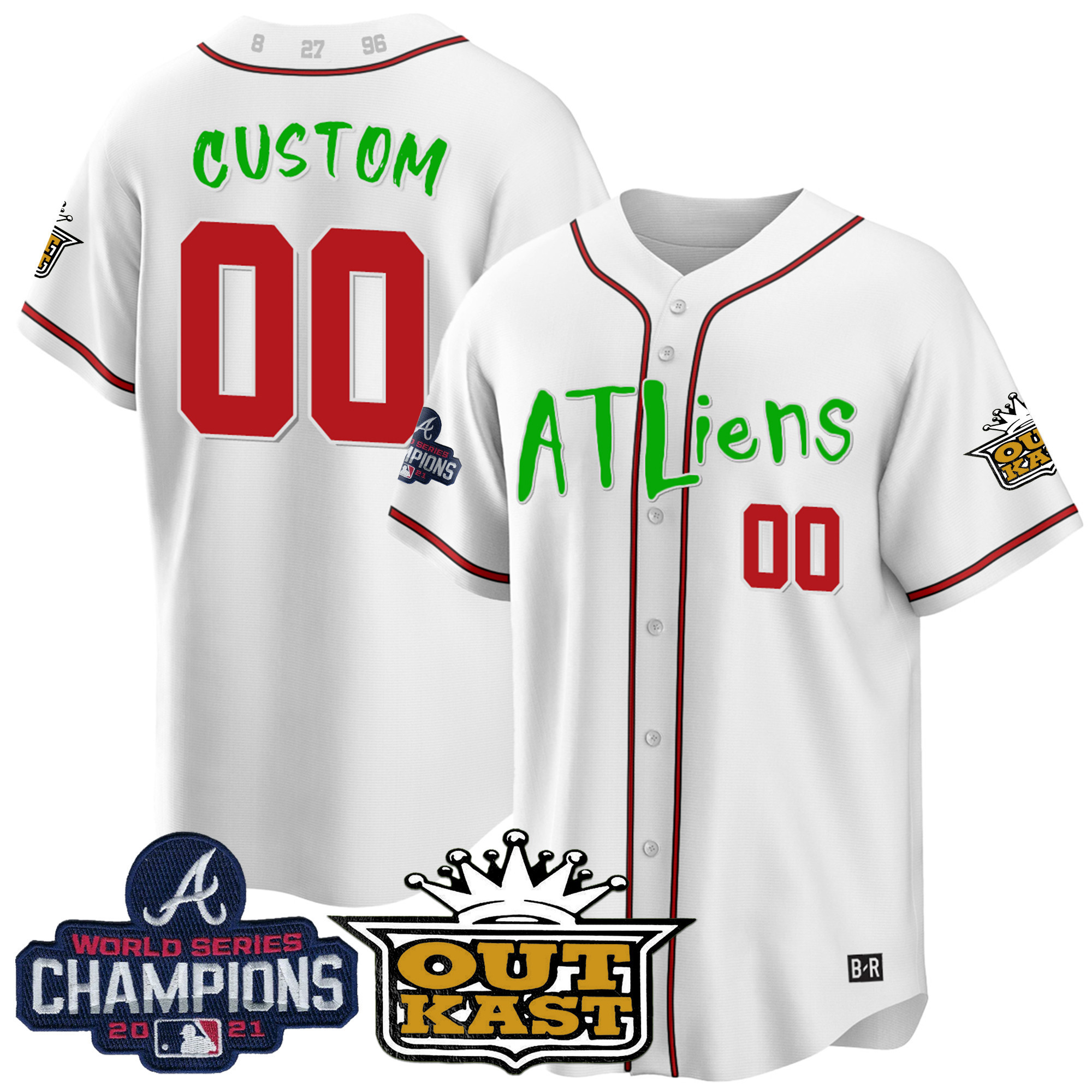 Atlanta Braves Atliens Champions Cool Base Custom White Jersey - All Stitched