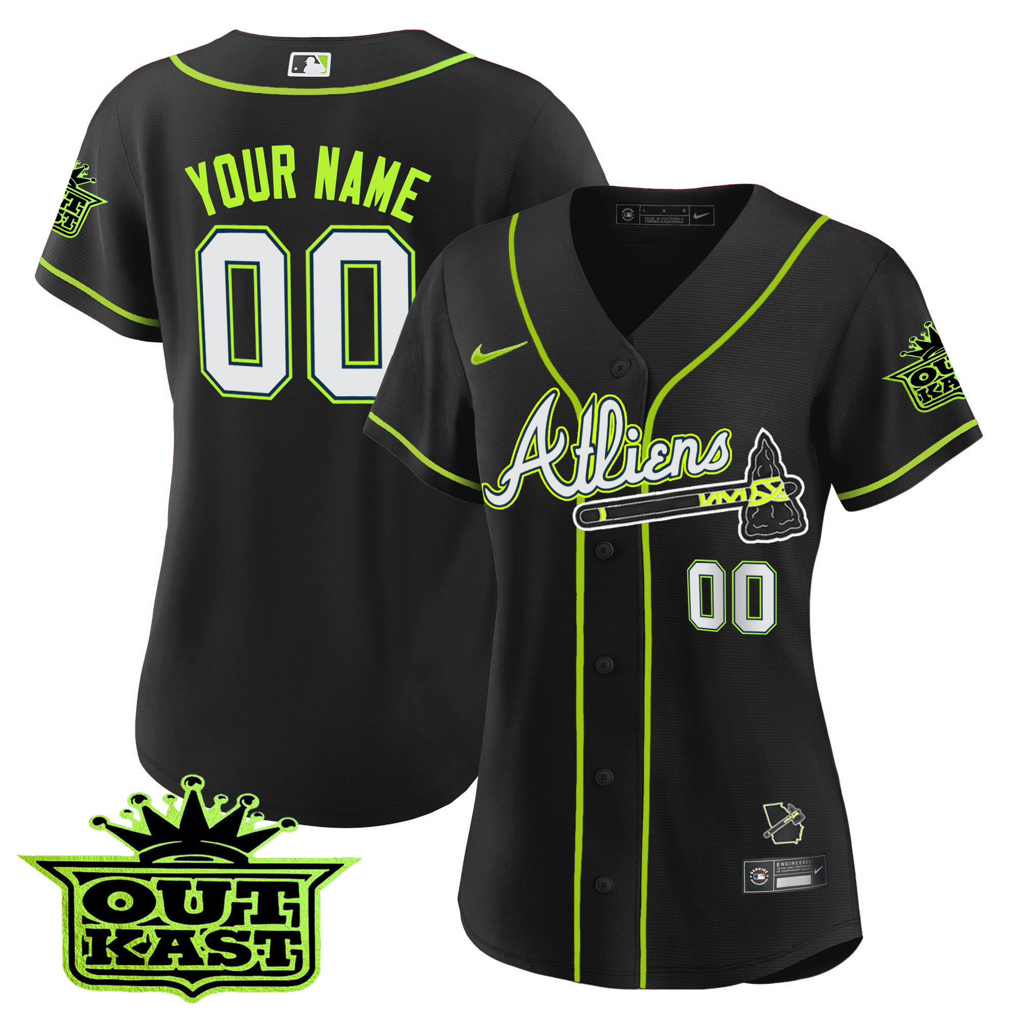Atlanta Braves Atliens Cool Base Custom Black Jersey - All Stitched