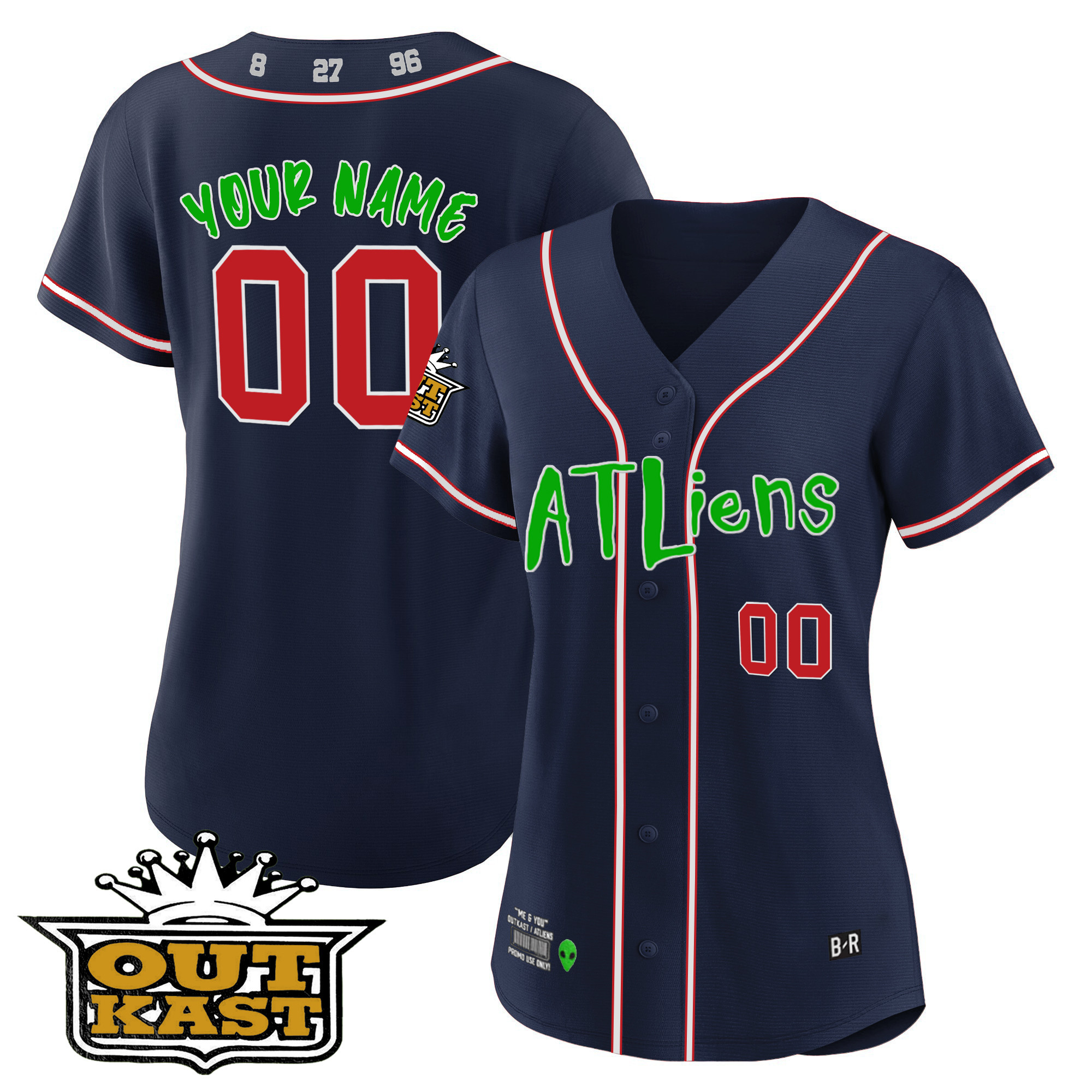 Atlanta Braves Atliens Cool Base Custom Navy Jersey - All Stitched
