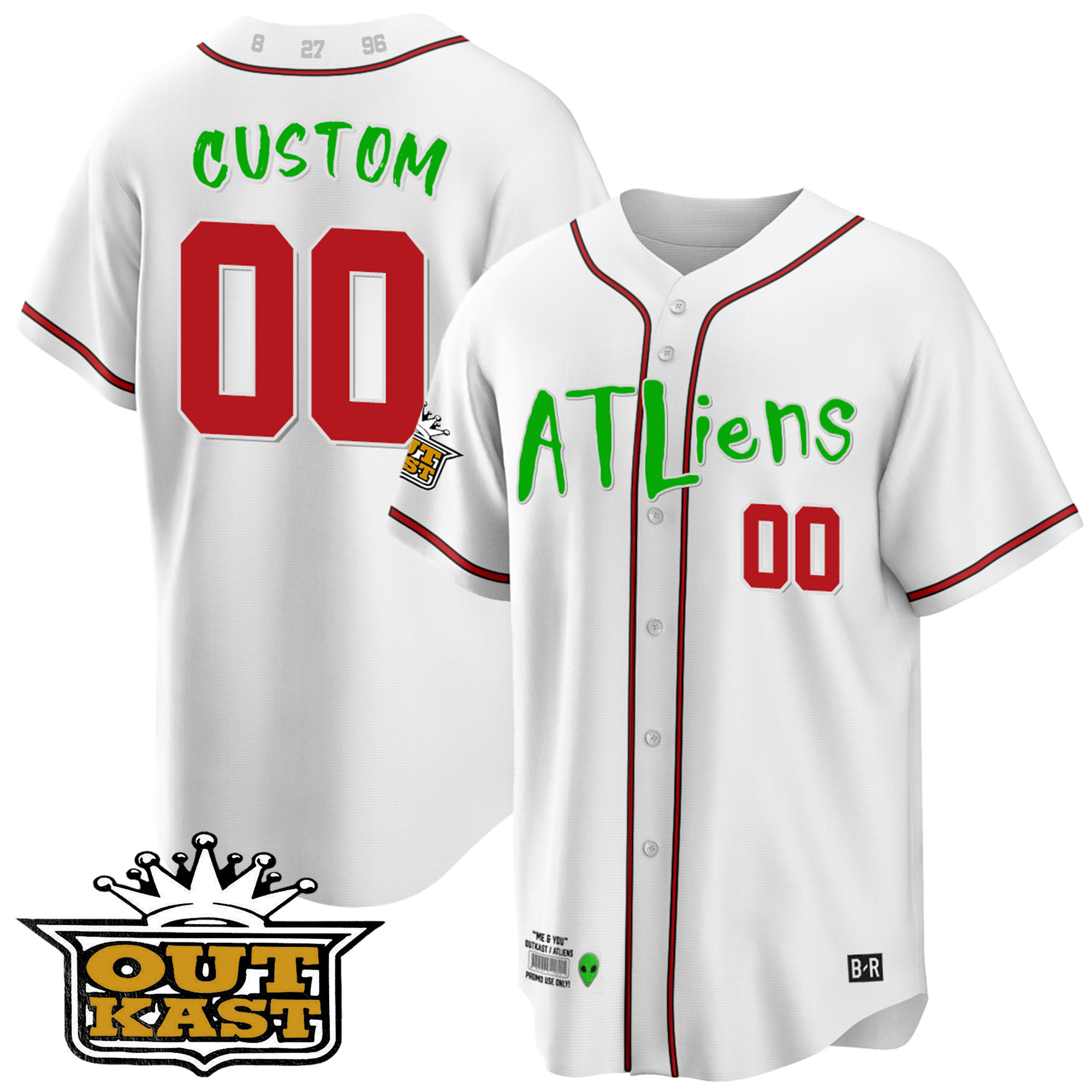 Atlanta Braves Atliens Cool Base Custom White Jersey - All Stitched