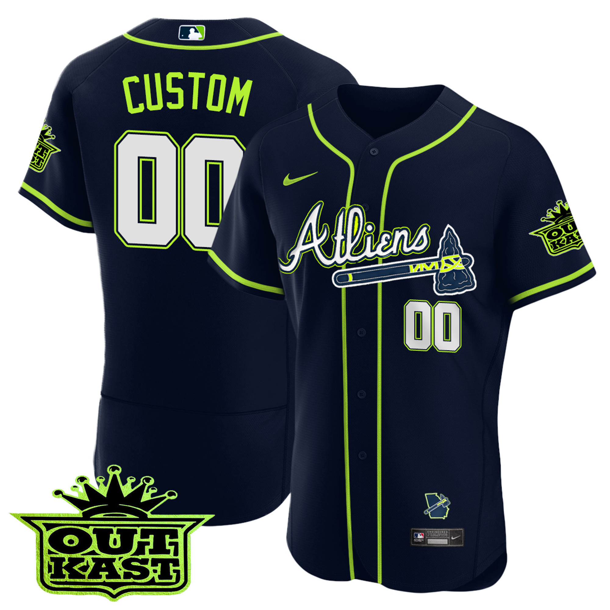Atlanta Braves Atliens Flex Base Custom V2 Jersey - All Stitched