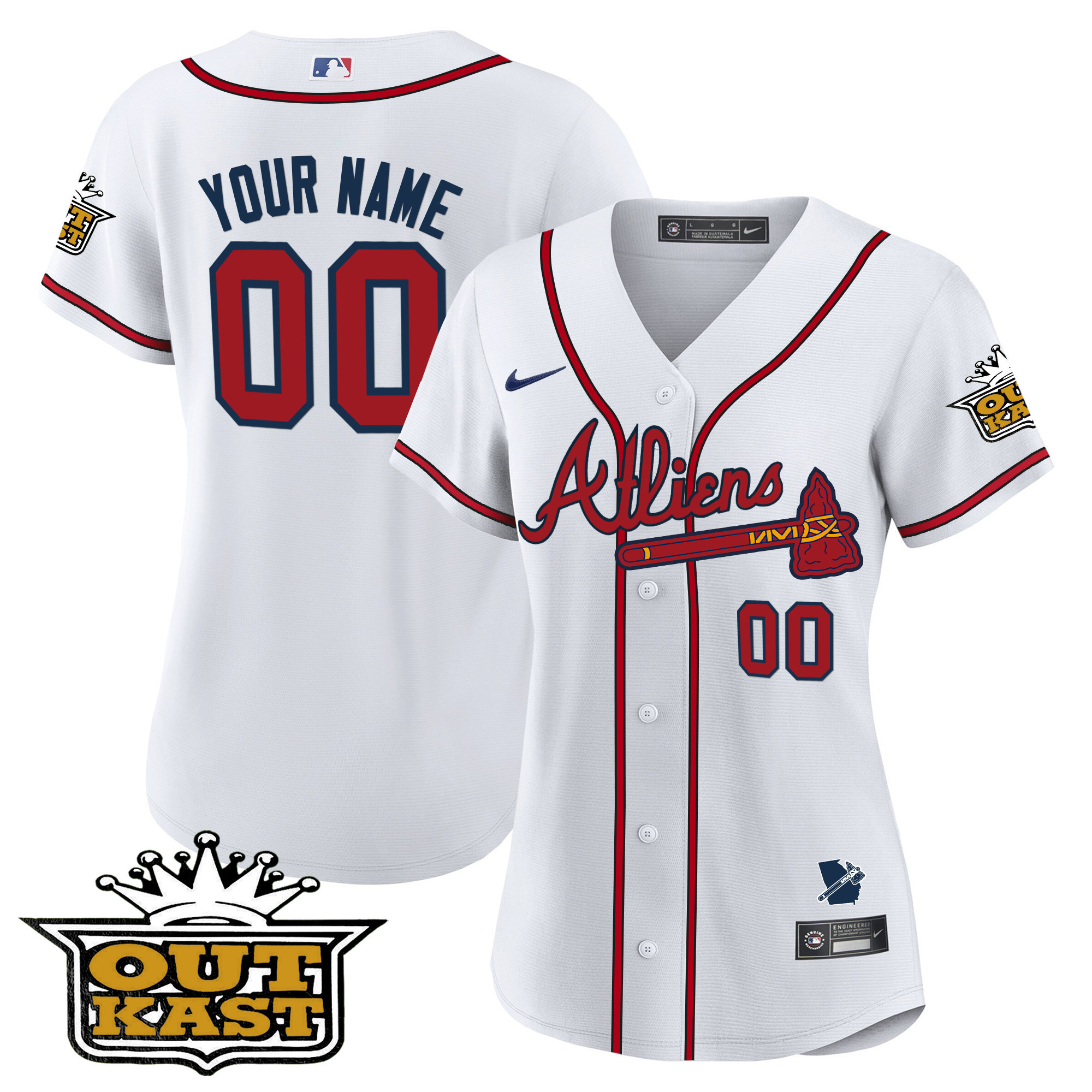 Atlanta Braves Atliens Flex Base Custom V2 White Jersey - All Stitched