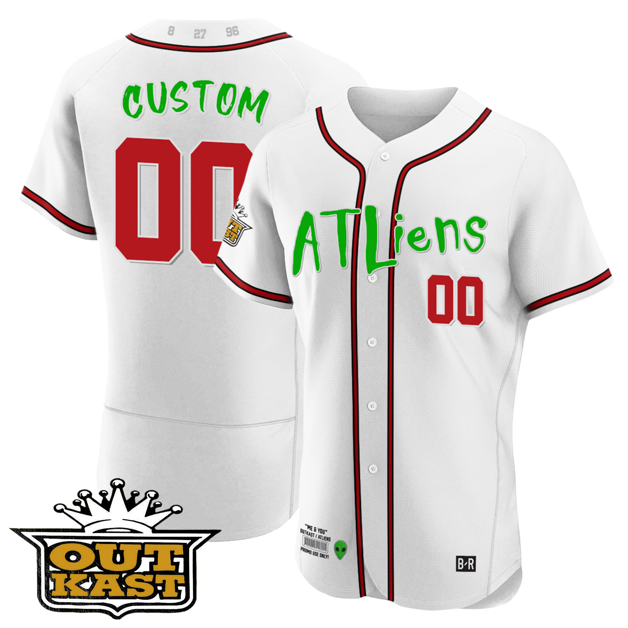 Atlanta Braves Atliens Flex Base Custom White Jersey - All Stitched