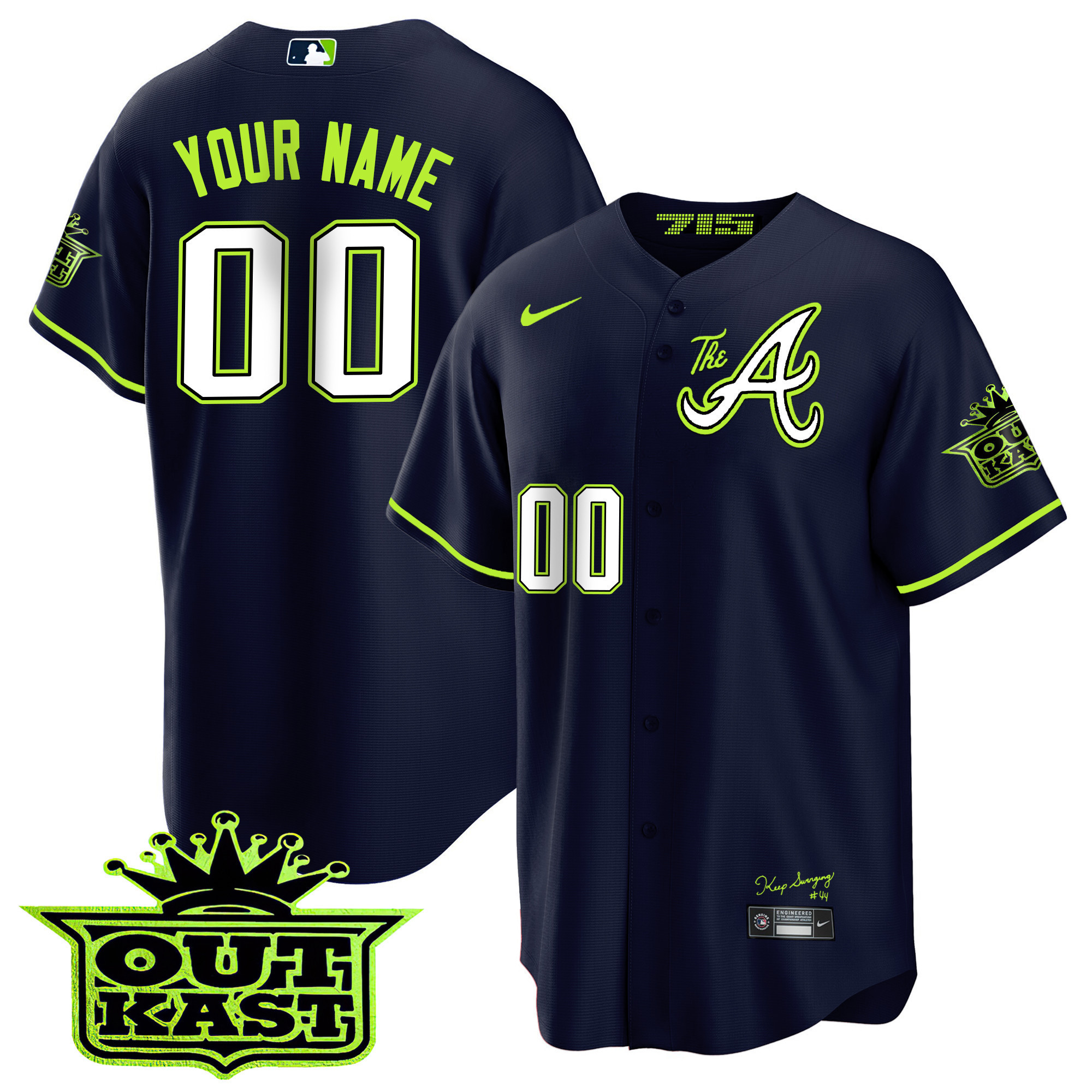 Atlanta Braves Atliens The A Baseball Custom Cool Atliens Jersey - All Stitched