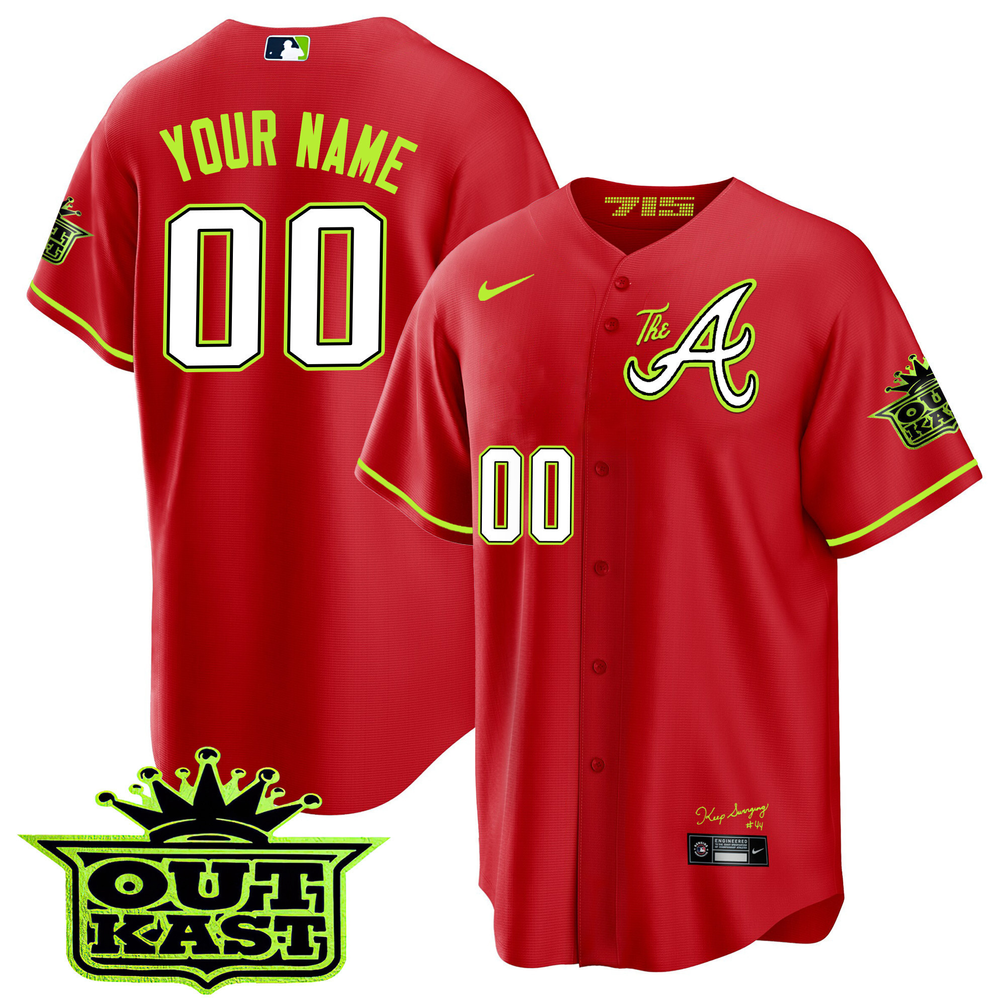 Atlanta Braves Atliens The A Baseball Custom Cool Red Jersey - All Stitched