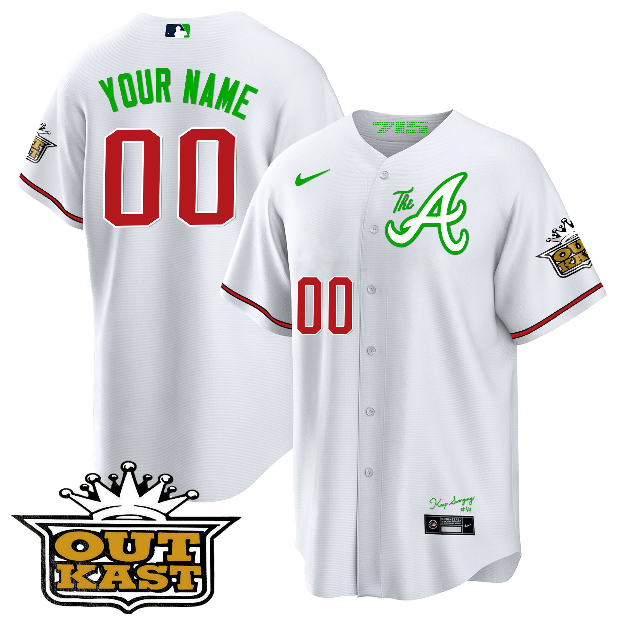 Atlanta Braves Atliens The A Baseball Custom Cool White Jersey - All Stitched