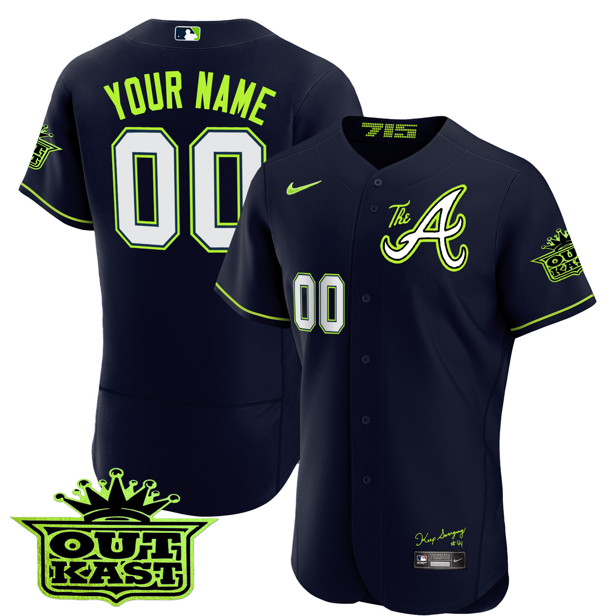 Atlanta Braves Atliens The A Baseball Custom Flex Atliens Jersey - All Stitched