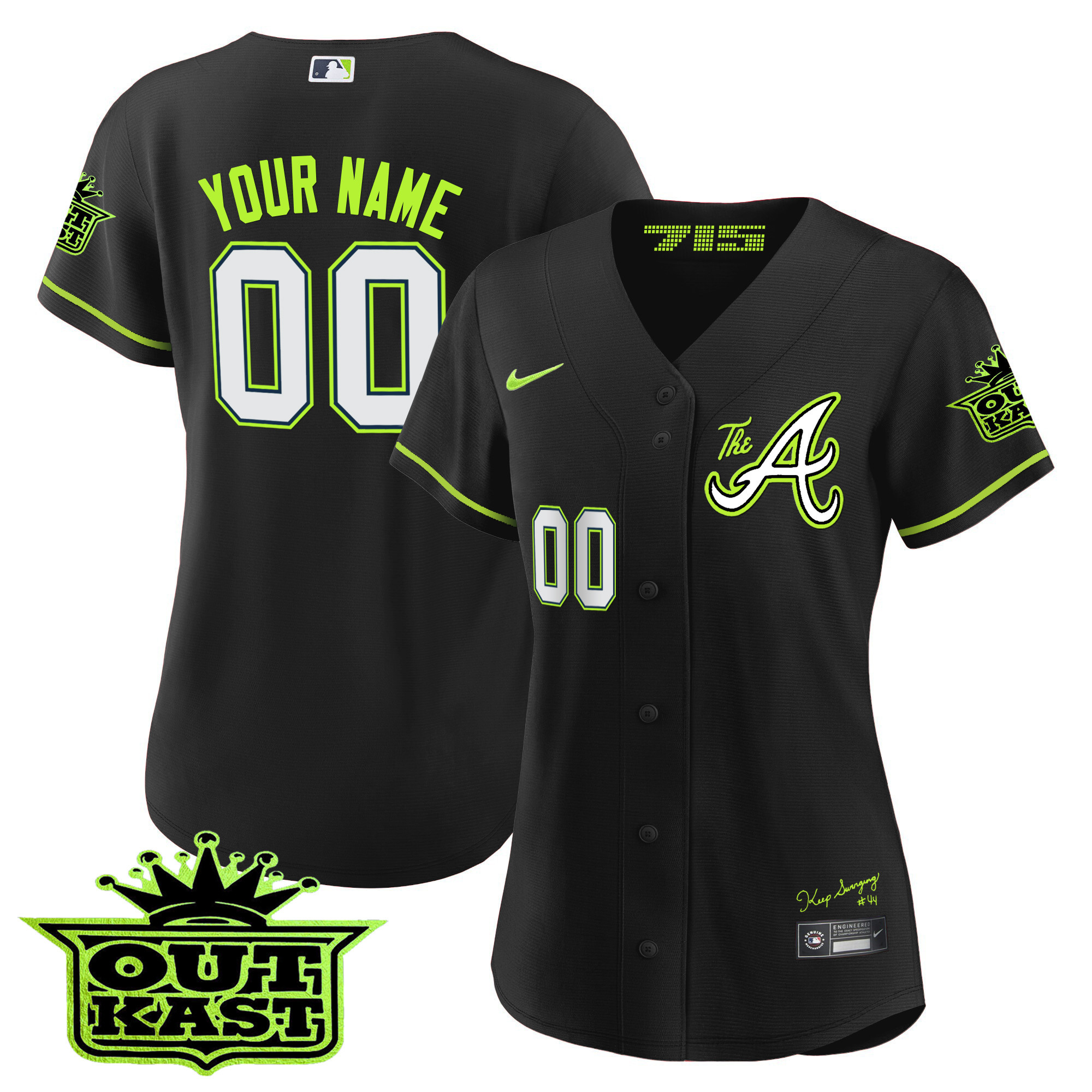 Atlanta Braves Atliens The A Baseball Custom Flex Black Jersey - All Stitched