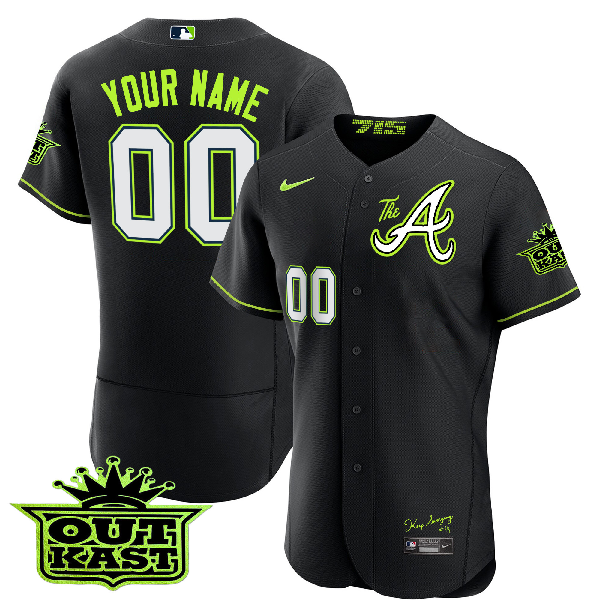 Atlanta Braves Atliens The A Baseball Custom Flex Black Jersey - All Stitched