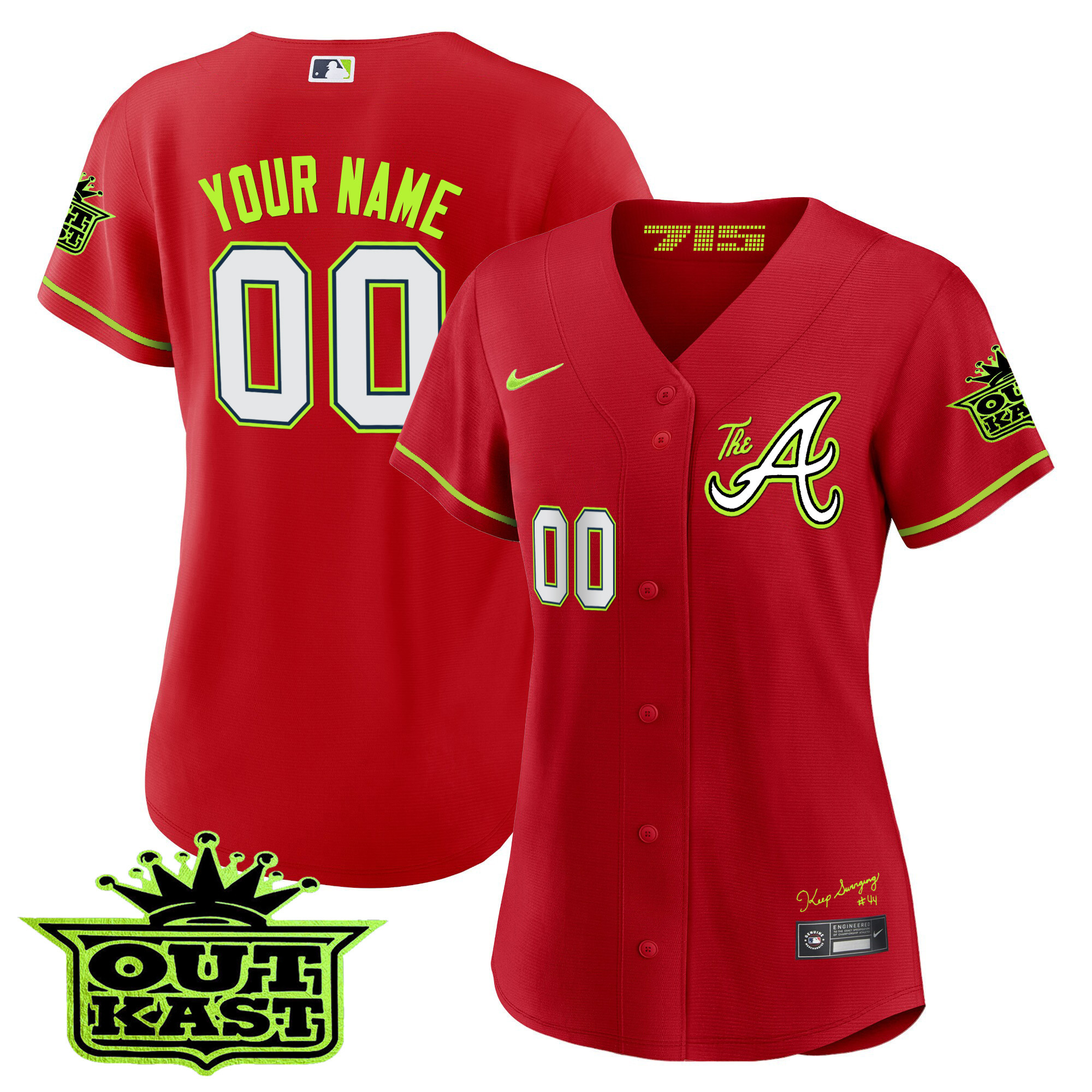 Atlanta Braves Atliens The A Baseball Custom Flex Red Jersey - All Stitched