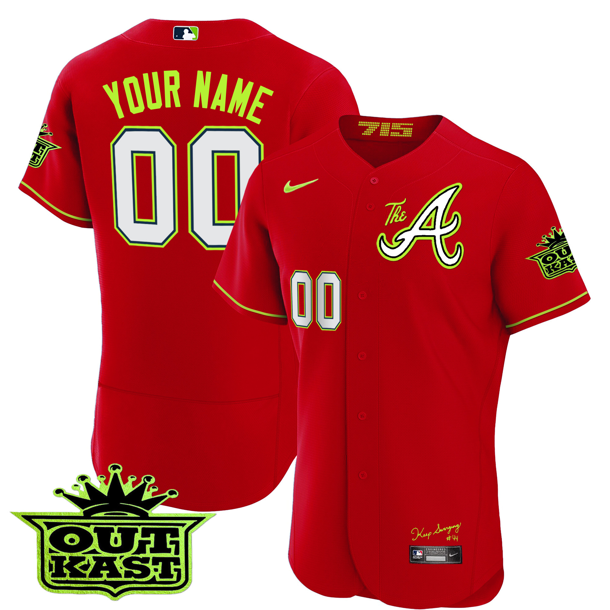 Atlanta Braves Atliens The A Baseball Custom Flex Red Jersey - All Stitched