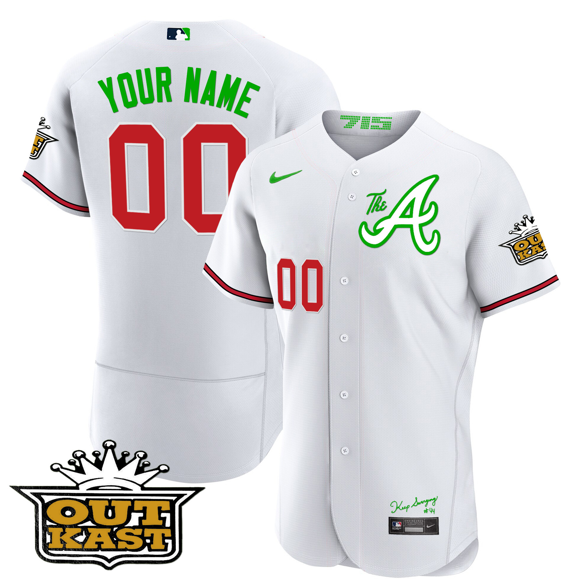 Atlanta Braves Atliens The A Baseball Custom Flex White Jersey - All Stitched