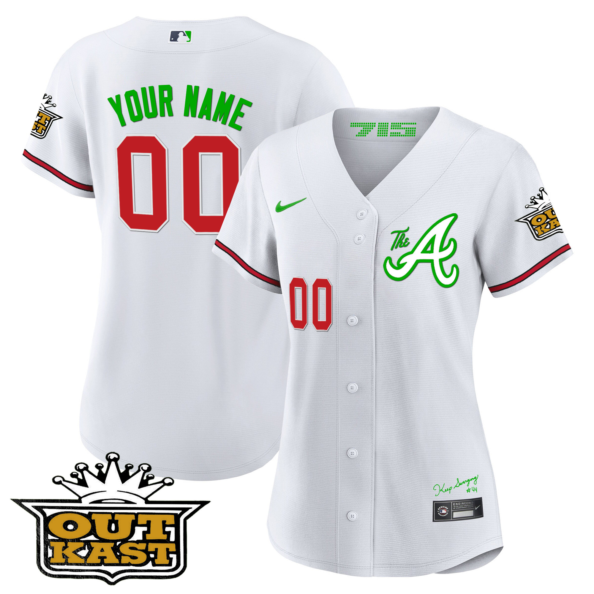 Atlanta Braves Atliens The A Baseball Custom Flex White Jersey - All Stitched