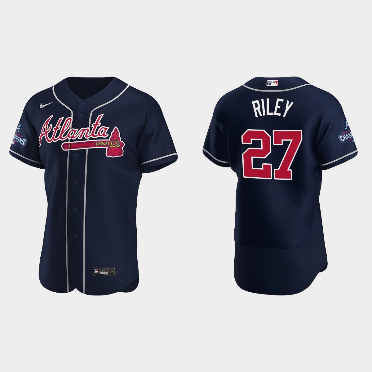 Atlanta Braves Austin Riley 2021 World Series Champions Navy Jersey