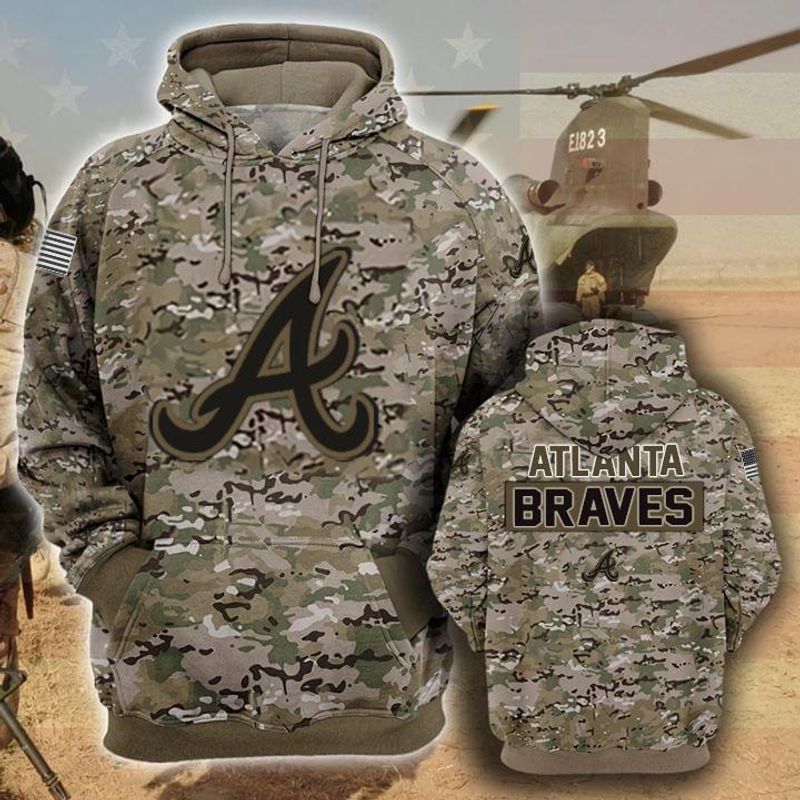 Atlanta Braves Camouflage Veteran 3D Hoodie