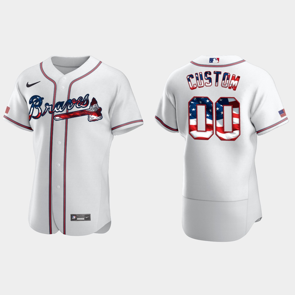 Atlanta Braves Custom 2020 Stars And Stripes 4th of July Jersey - White