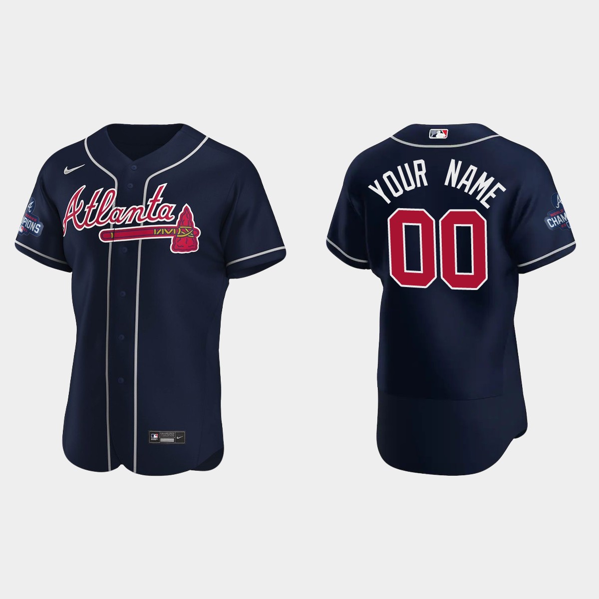 Atlanta Braves Custom 2021 World Series Champions Navy Jersey