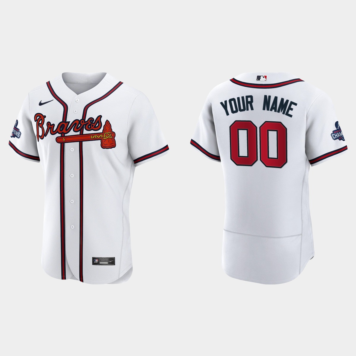 Atlanta Braves Custom 2021 World Series Champions White Jersey