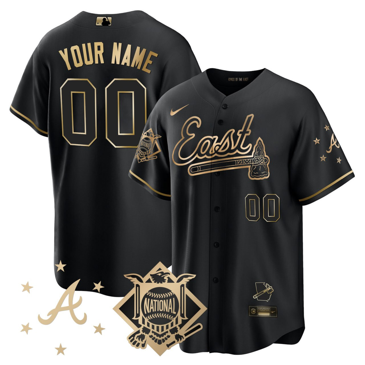 Atlanta Braves East Champions Custom Black Jersey - All Stitched