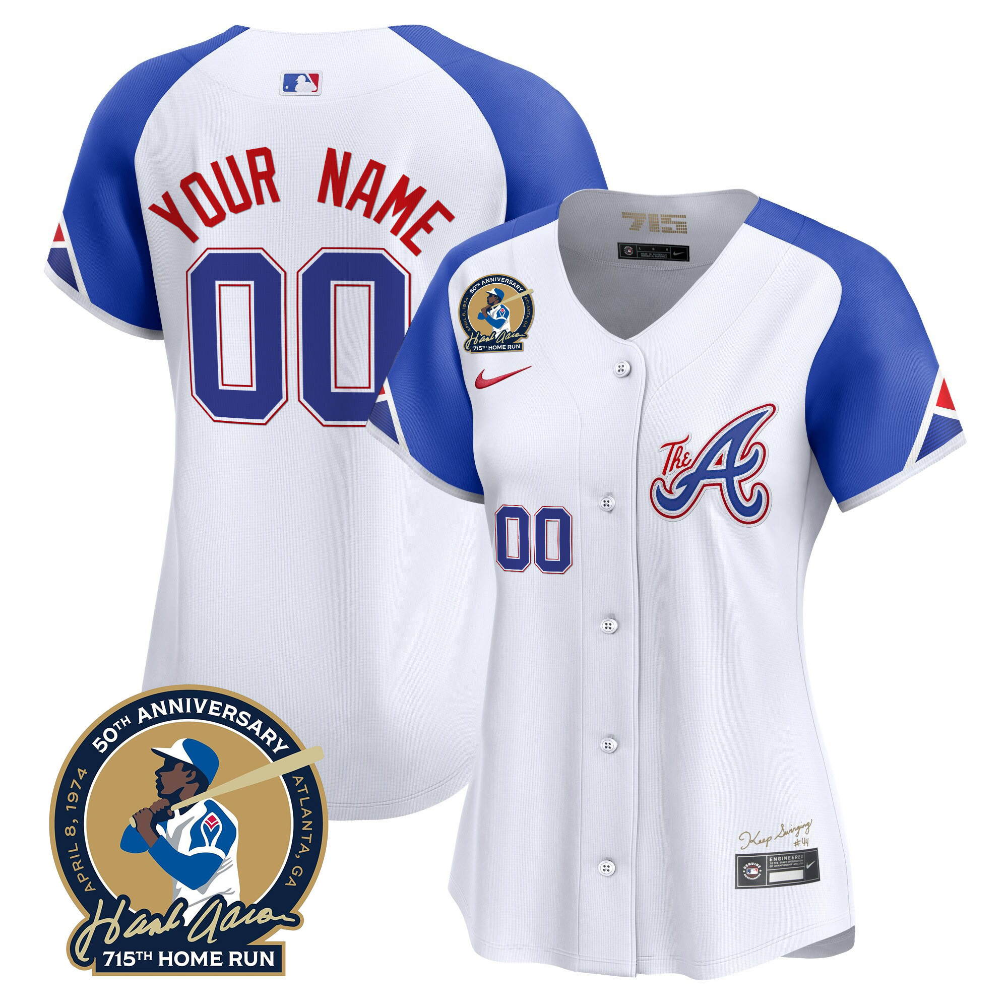Atlanta Braves Hank Aaron 715th Home Run Patch Vapor Premier Limited Custom City Connect Jersey - All Stitched