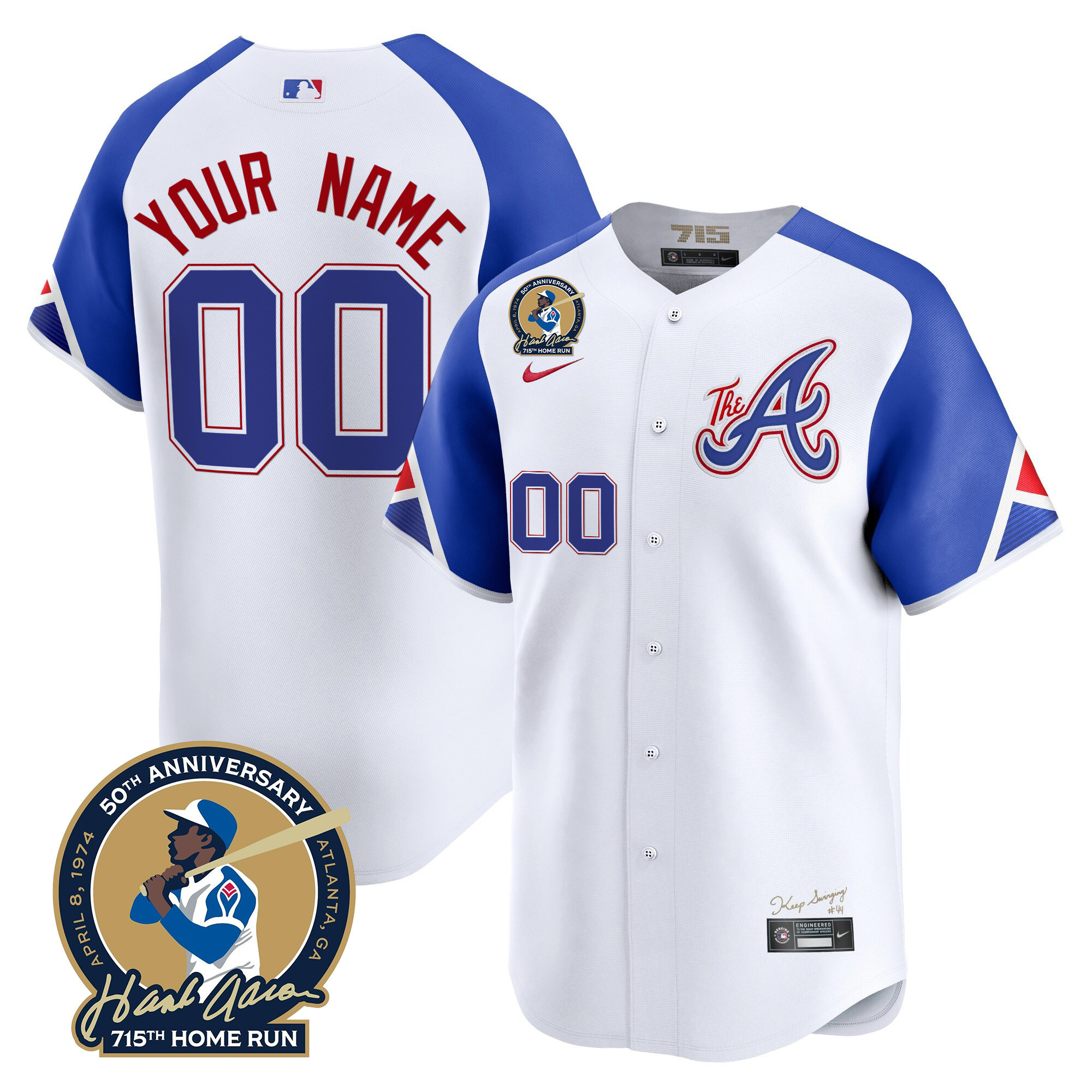 Atlanta Braves Hank Aaron 715th Home Run Patch Vapor Premier Limited Custom City Connect Jersey - All Stitched