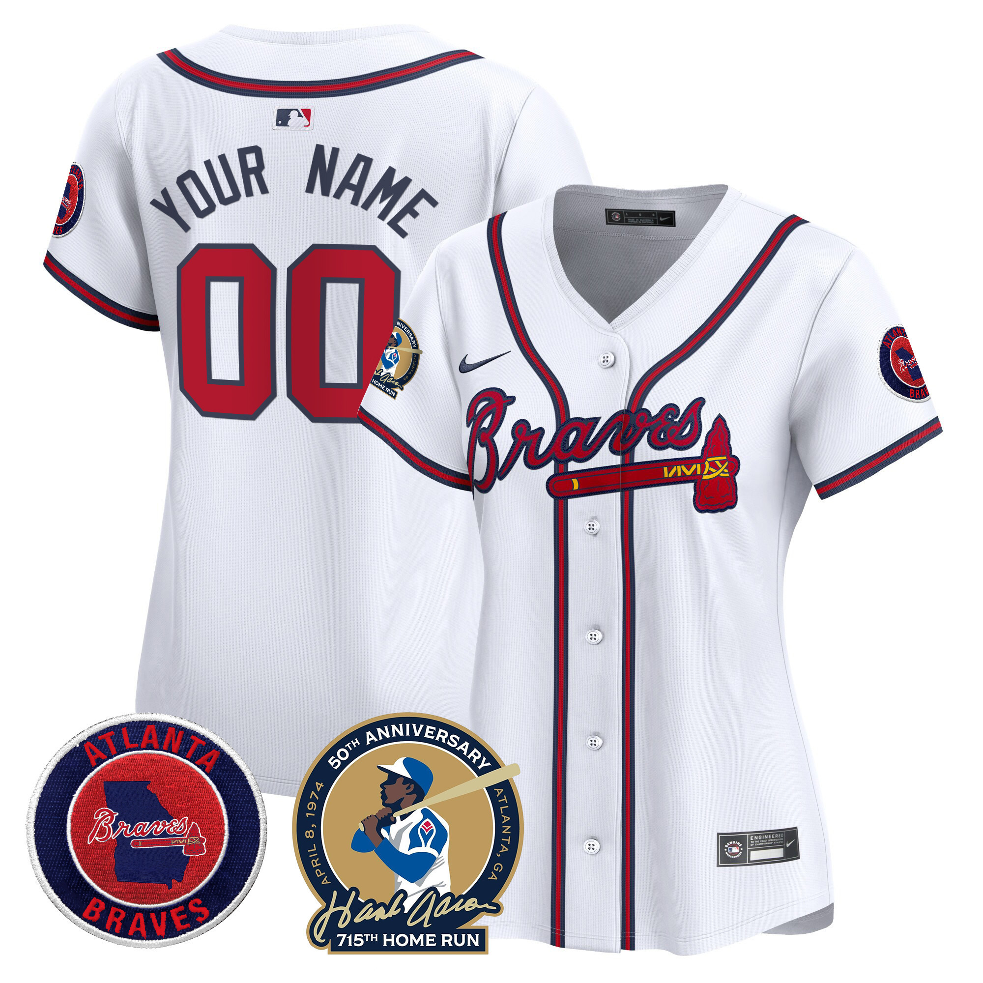 Atlanta Braves Hank Aaron 715th Home Run Patch Vapor Premier Limited Custom White Jersey - All Stitched