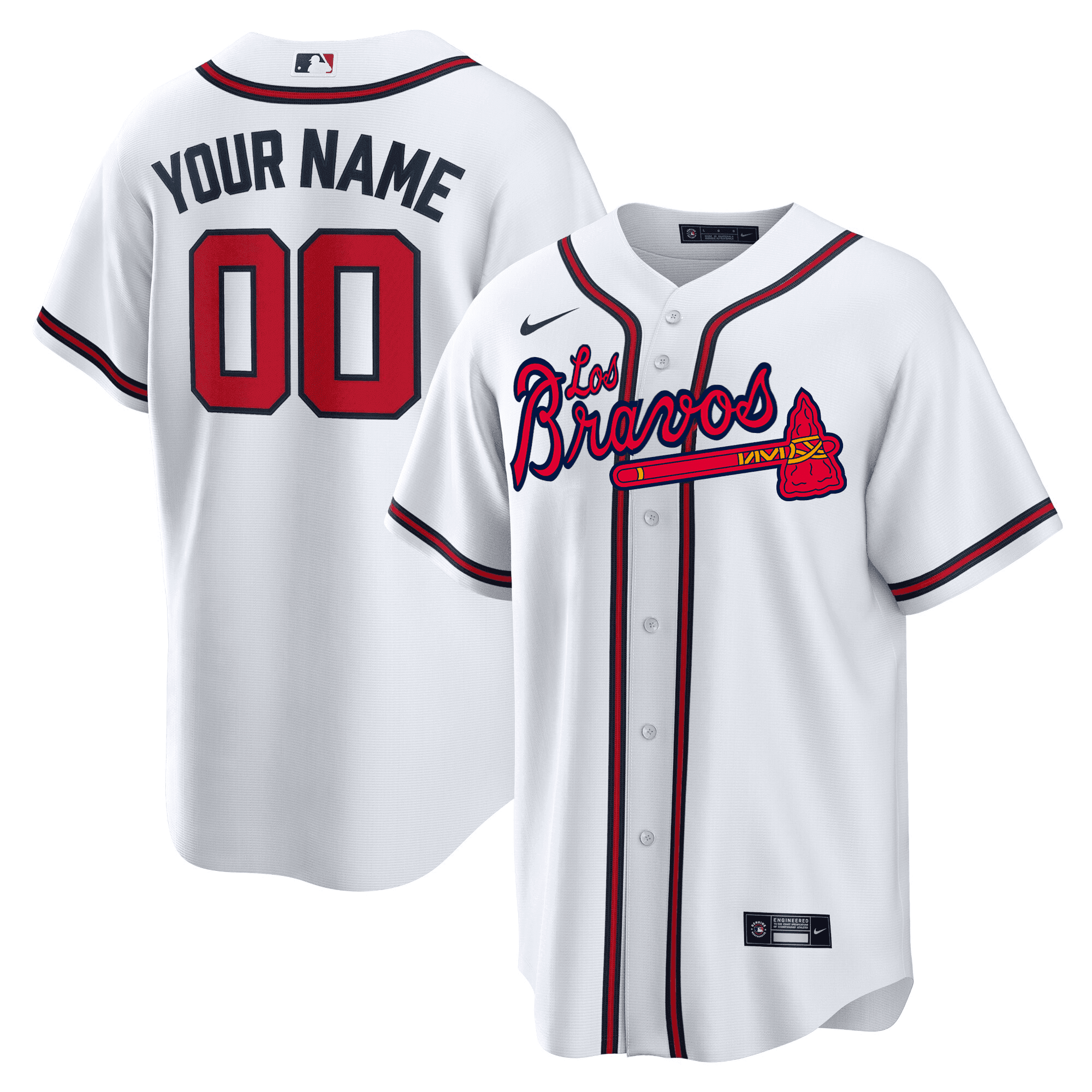 Atlanta Braves Los Bravos Custom Cool White Jersey - All Stitched