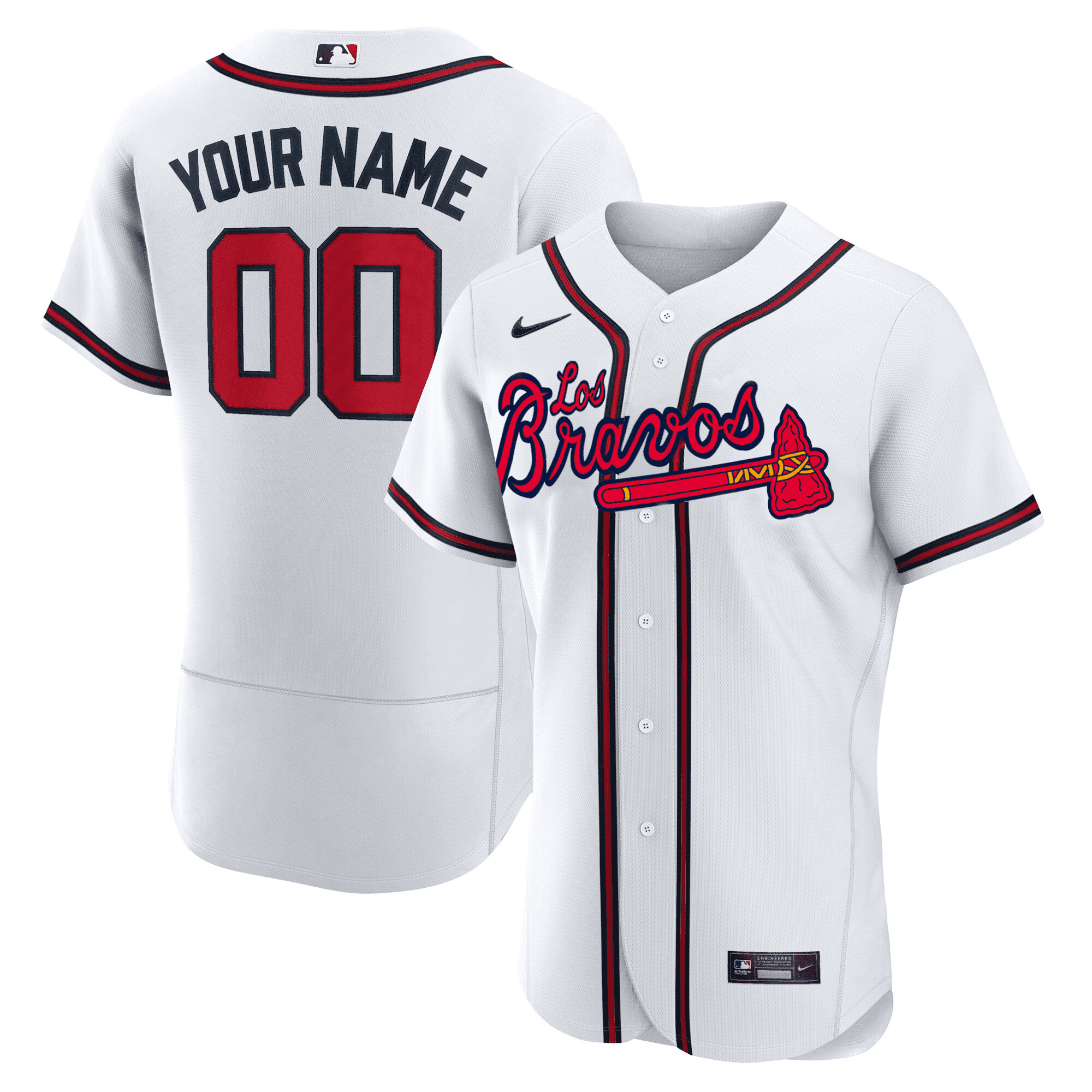 Atlanta Braves Los Bravos Custom Flex White Jersey - All Stitched