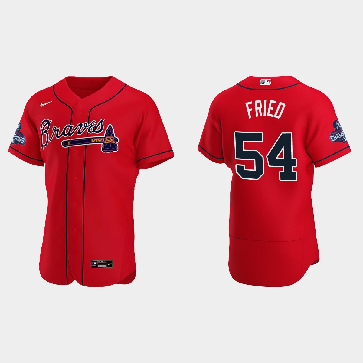 Atlanta Braves Max Fried 2021 World Series Champions Red Jersey
