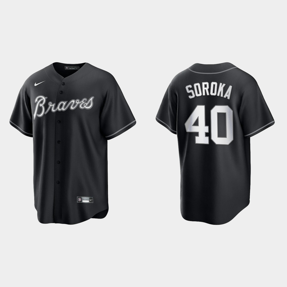 Atlanta Braves Mike Soroka 2021 All Black Fashion Jersey - Black White