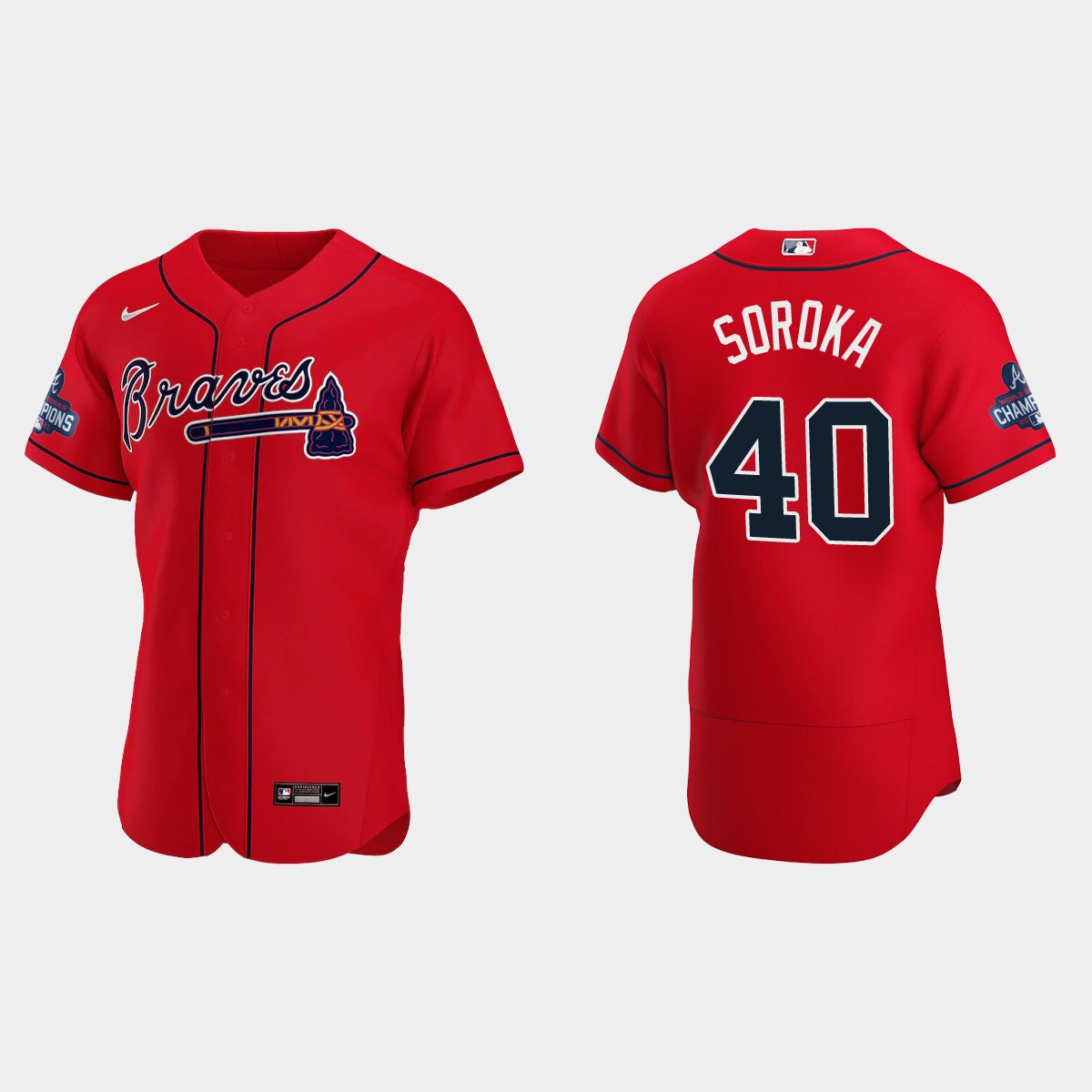 Atlanta Braves Mike Soroka 2021 World Series Champions Red Jersey