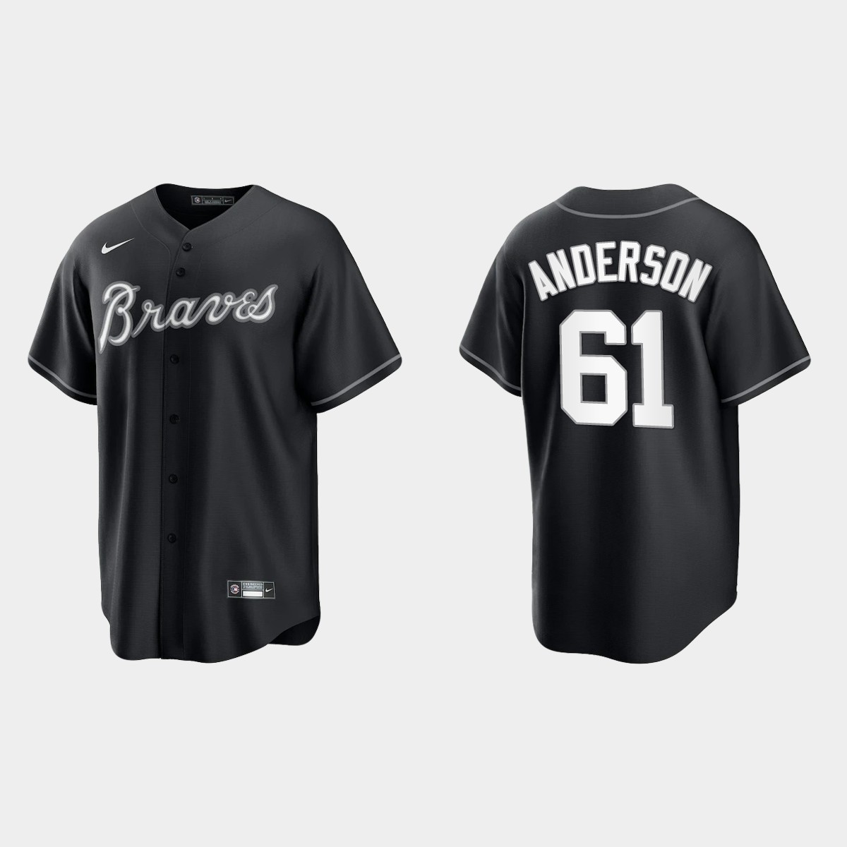 Atlanta Braves Nick Anderson Jersey - Black White