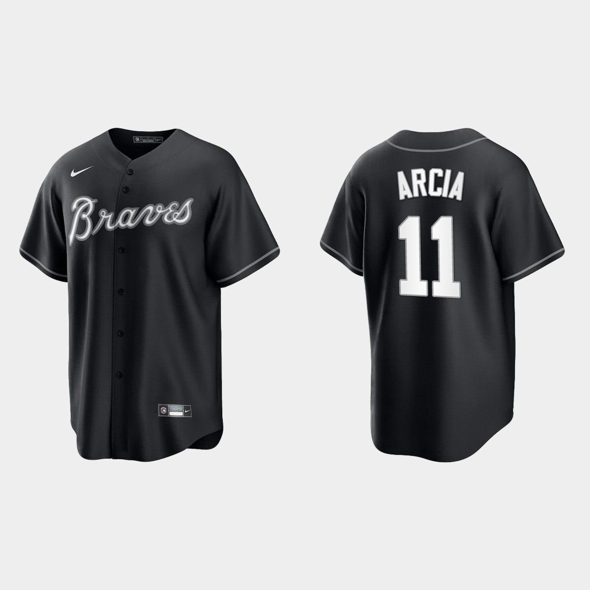 Atlanta Braves Orlando Arcia Jersey - Black White