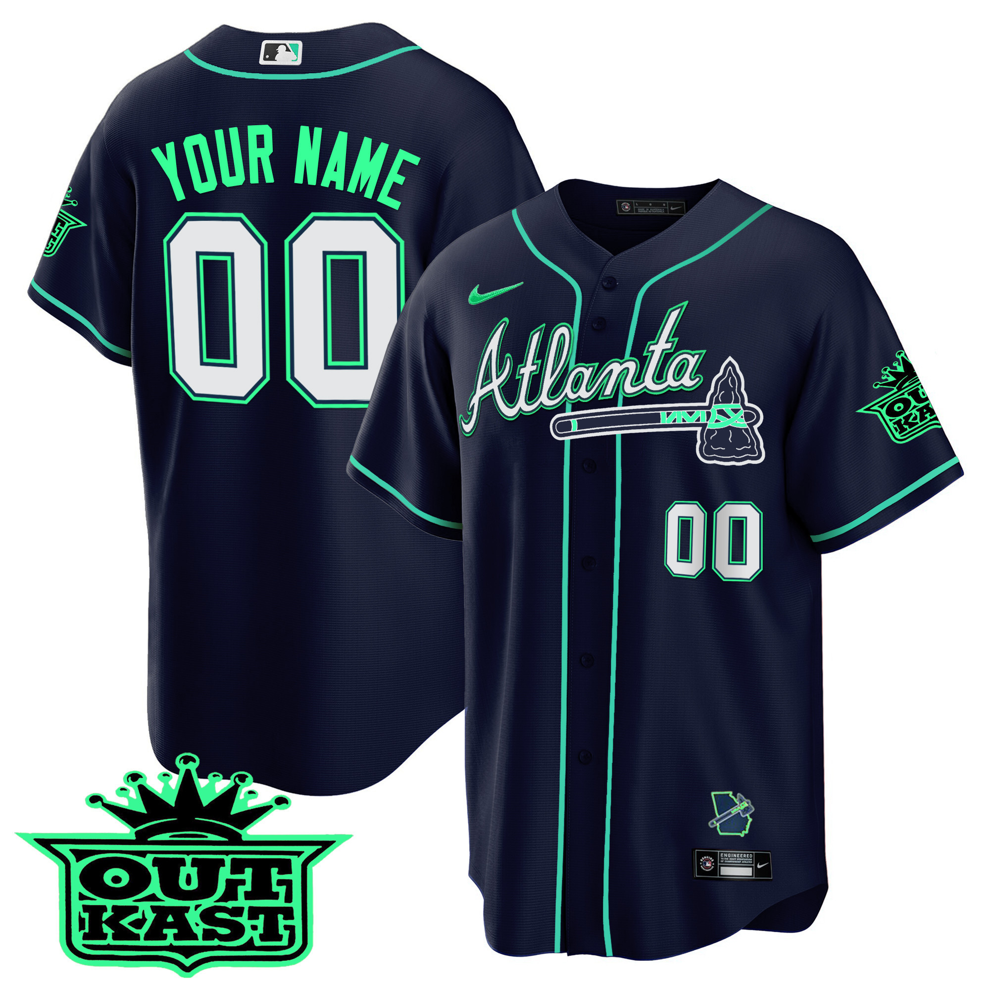 Atlanta Braves Outkast Cool Base Custom V3 - Galaxy Version Atliens Jersey - All Stitched