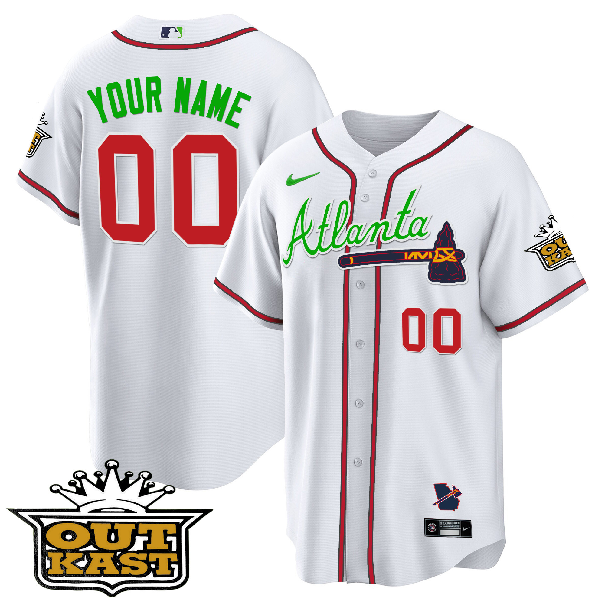 Atlanta Braves Outkast Cool Base Custom V3 White Jersey - All Stitched