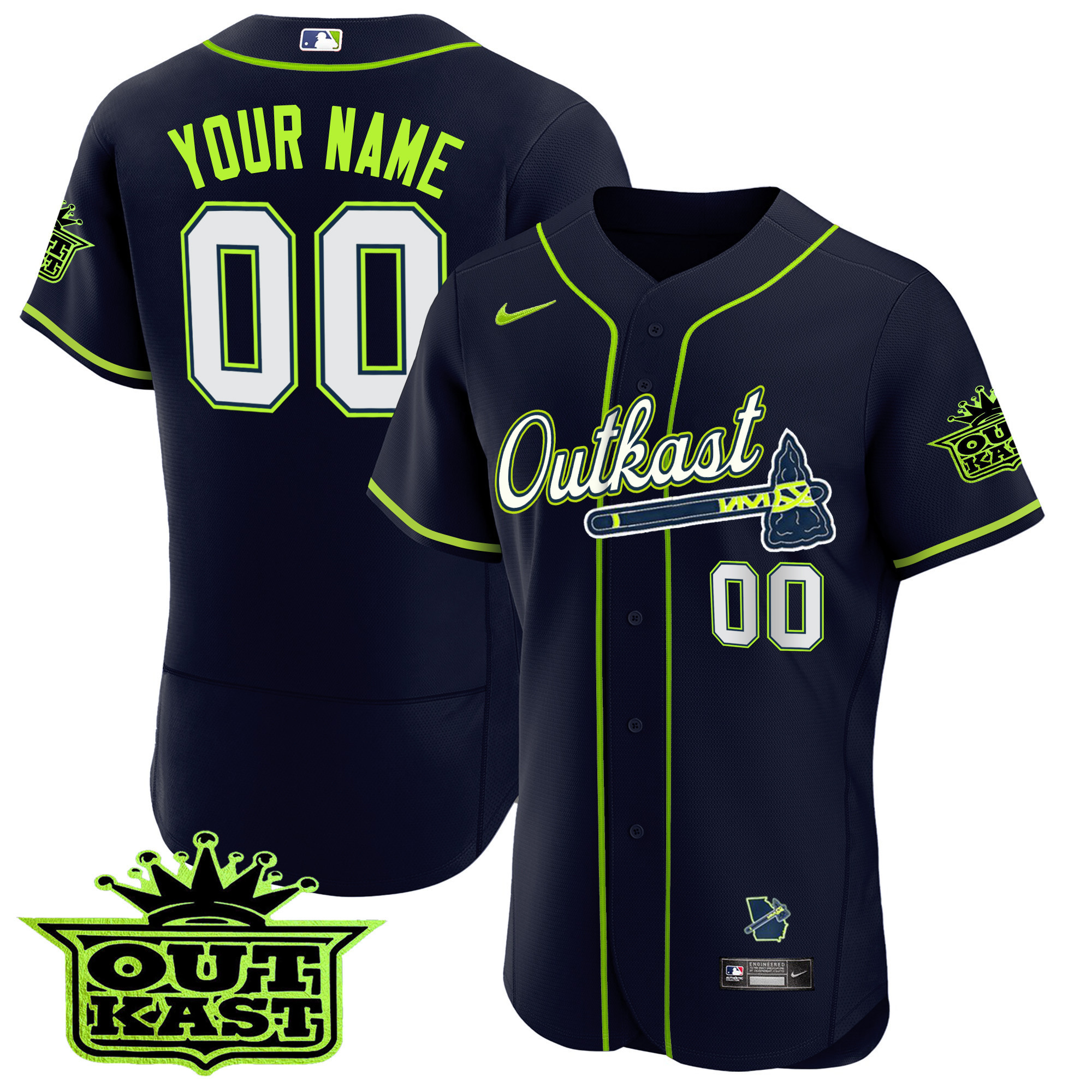 Atlanta Braves Outkast Flex Base Custom Atliens Jersey - All Stitched
