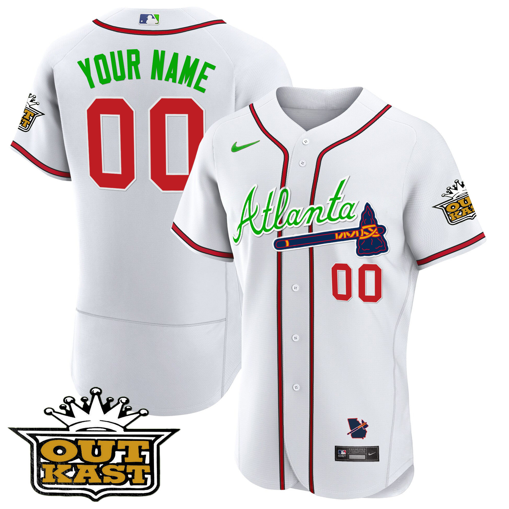 Atlanta Braves Outkast Flex Base Custom V3 White Jersey - All Stitched