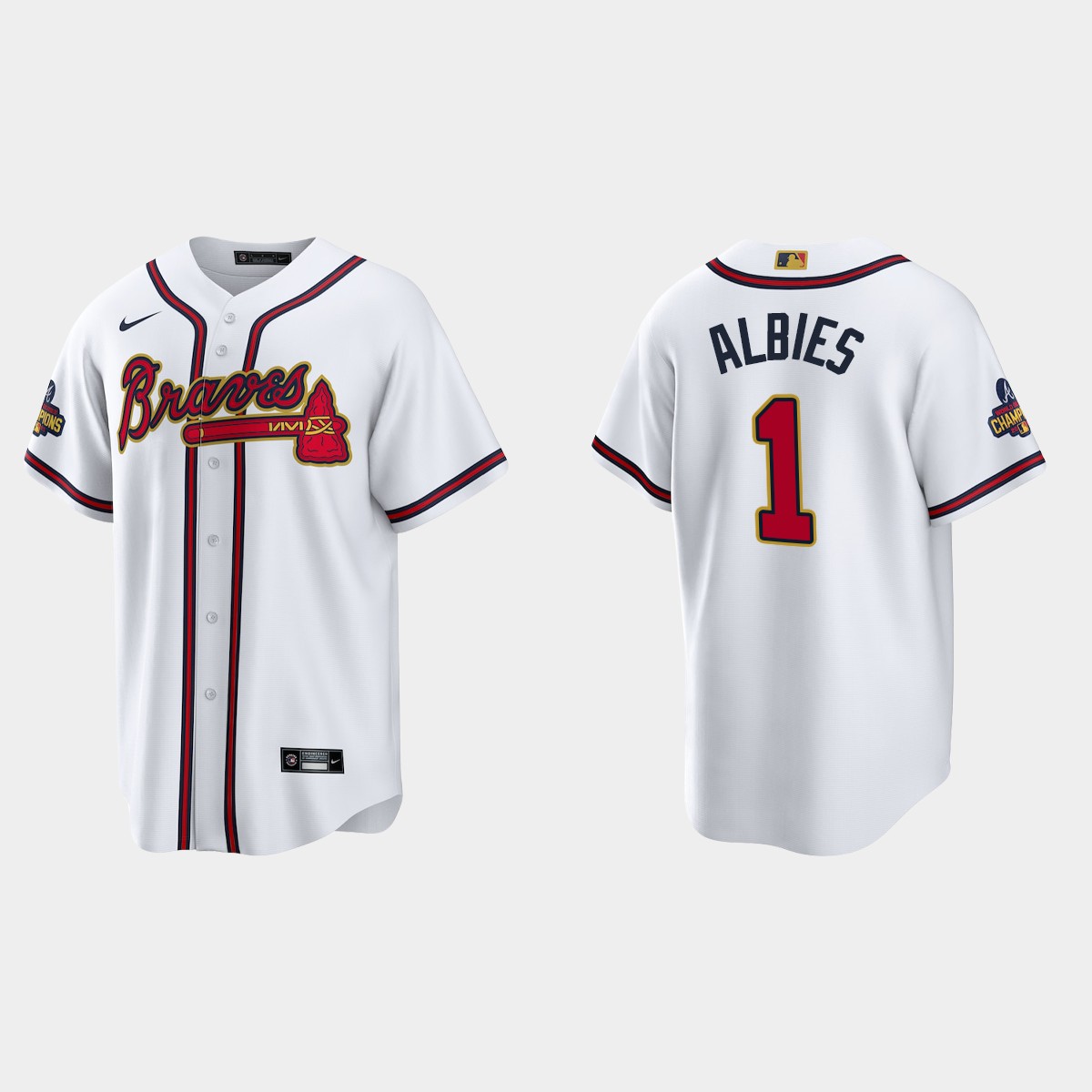 Atlanta Braves Ozzie Albies 2022 Gold Program White Jersey