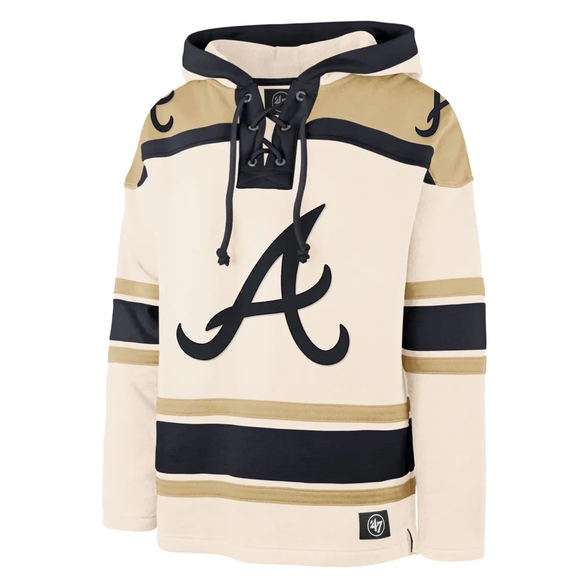 Atlanta Braves Pullover Hoodie Cream Jersey - All Stitched