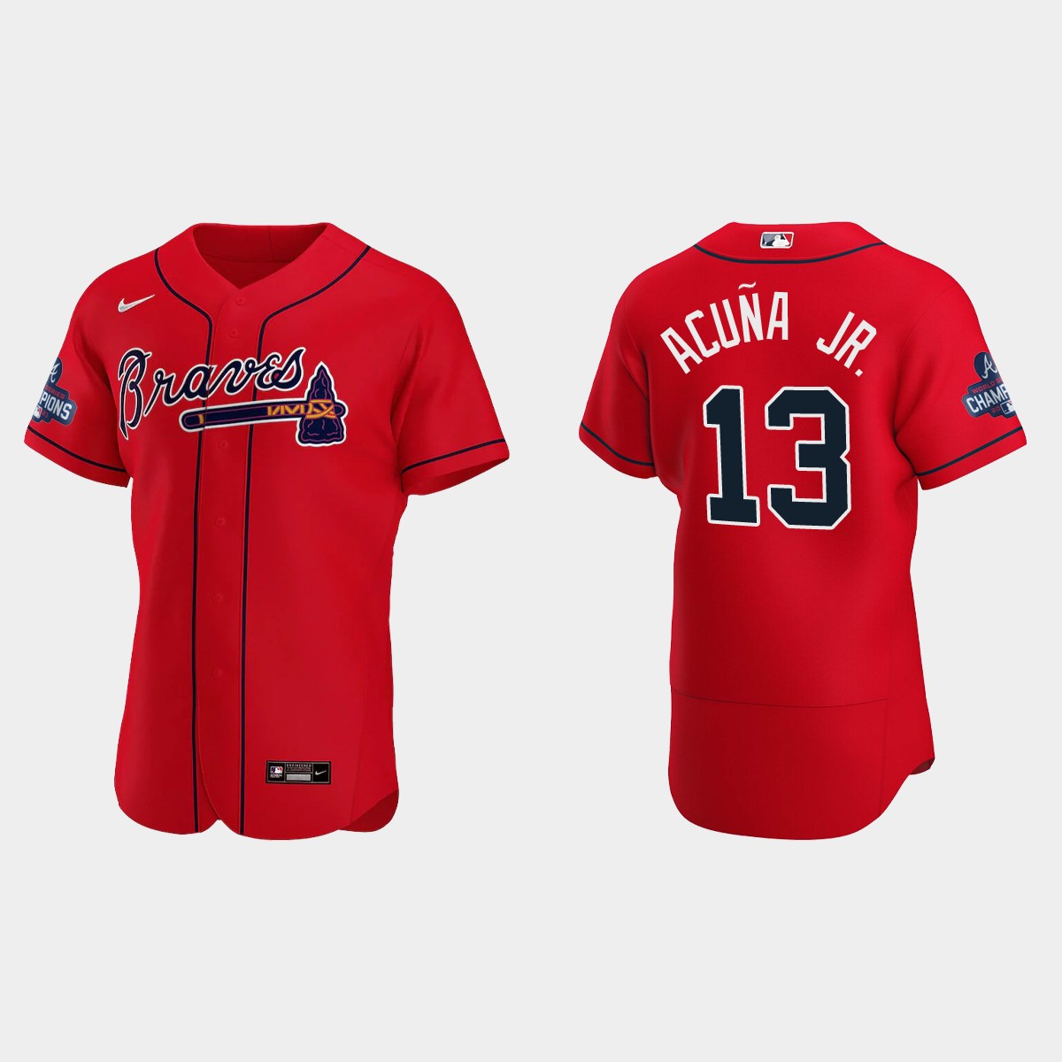 Atlanta Braves Ronald Acuna Jr. 2021 World Series Champions Red Jersey