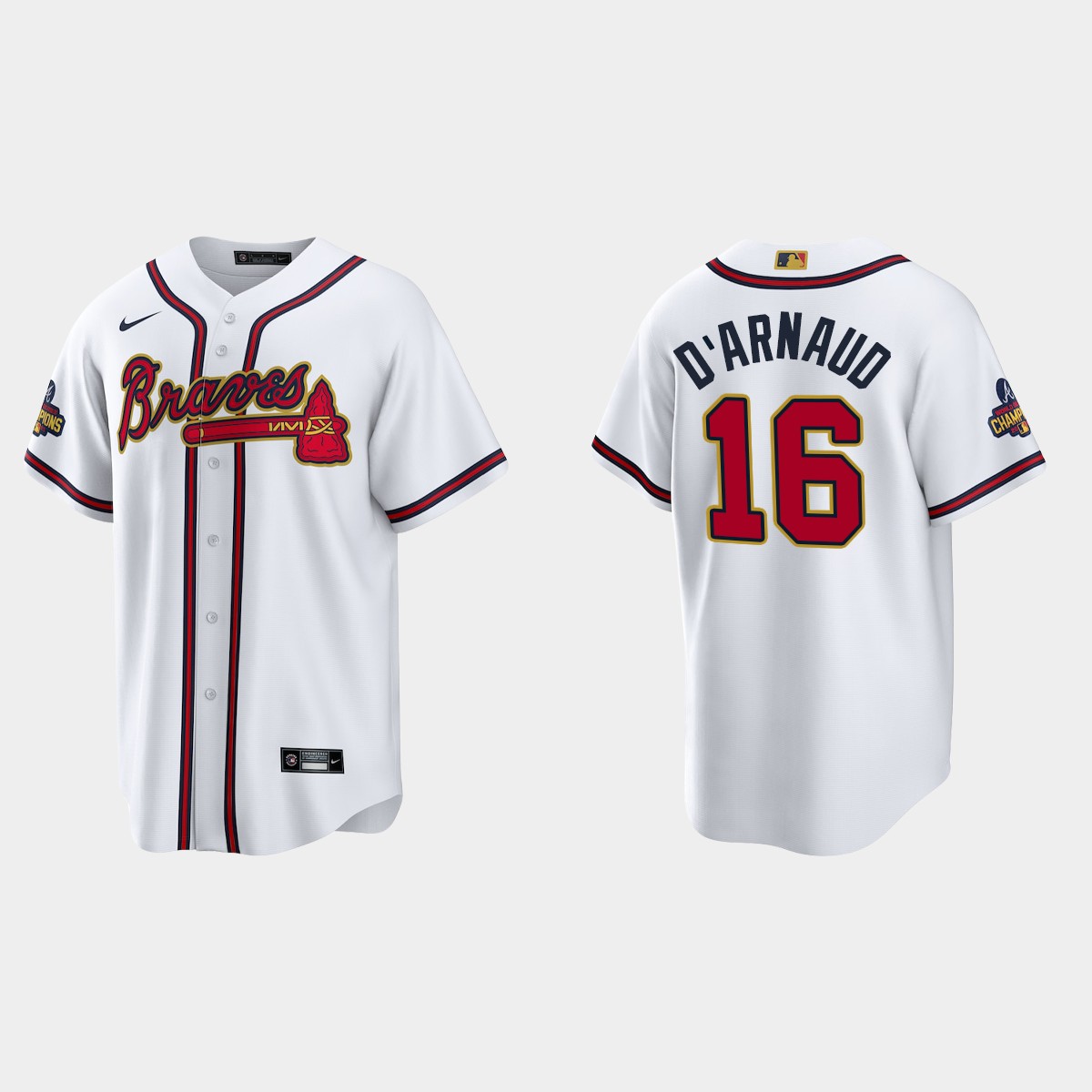Atlanta Braves Travis d'Arnaud 2022 Gold Program White Jersey
