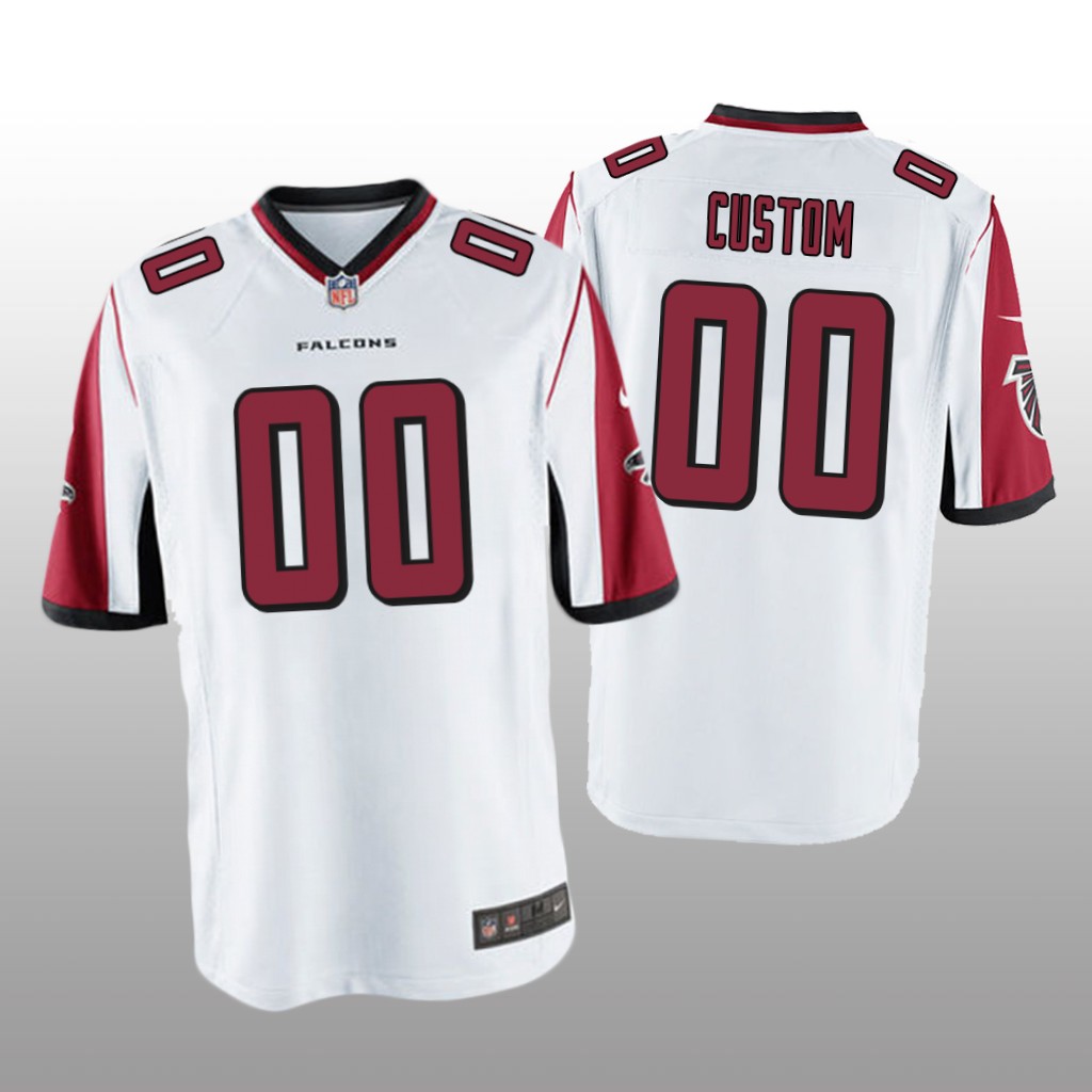 Atlanta Falcons #00 White Men’s Custom Game Jersey