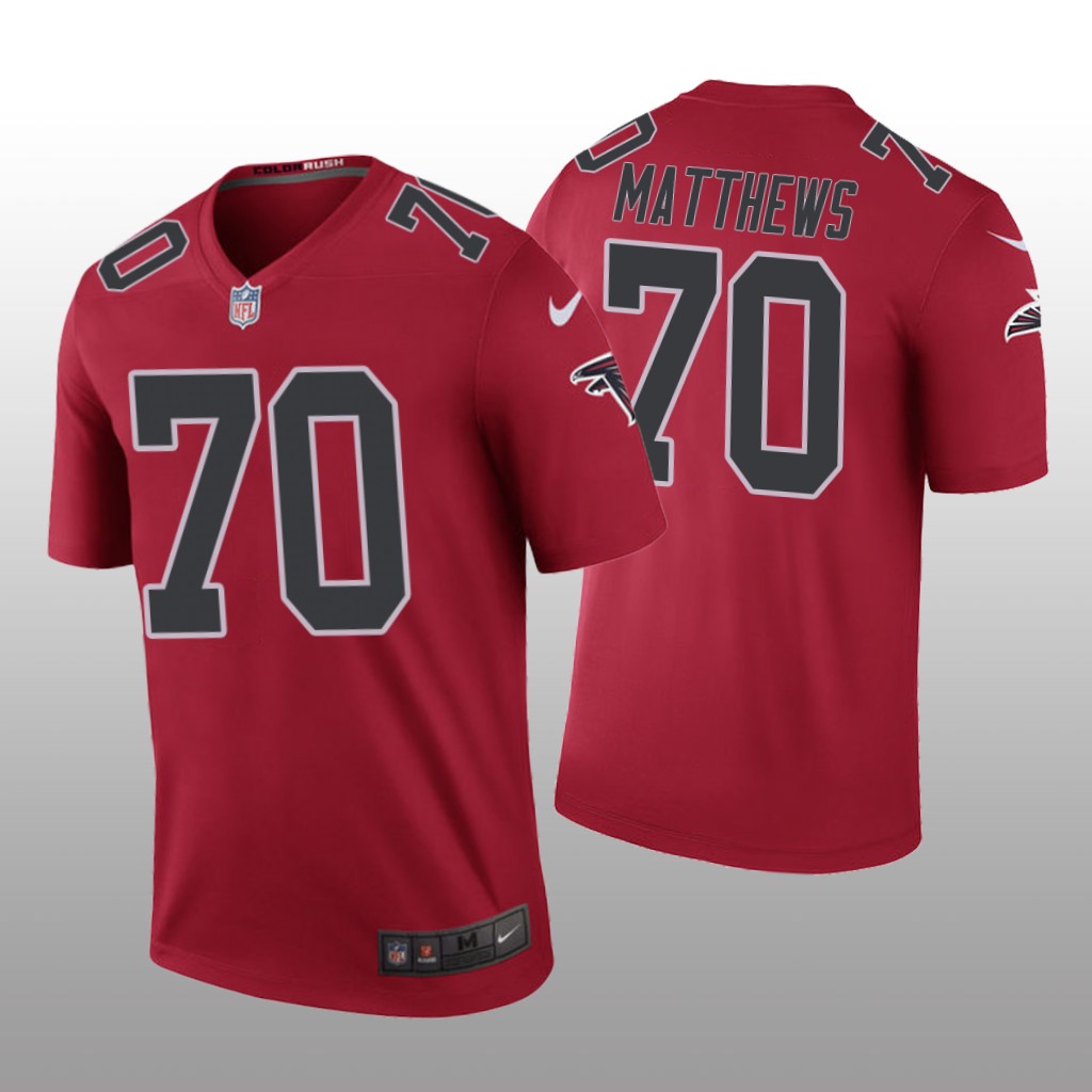 Atlanta Falcons #70 Jake Matthews Red legend color rush Jersey – Men