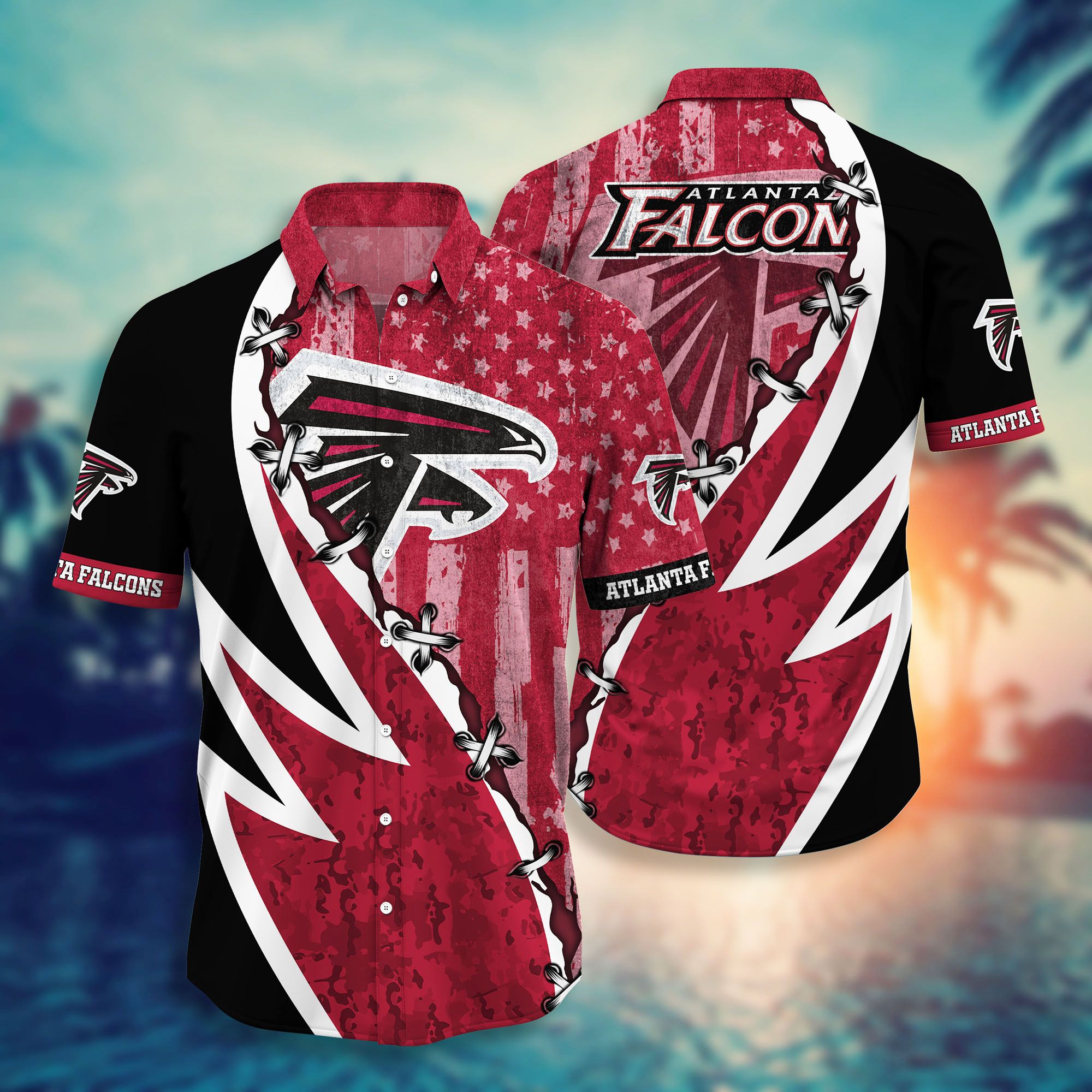 Atlanta Falcons American Flag Hawaiian Shirt