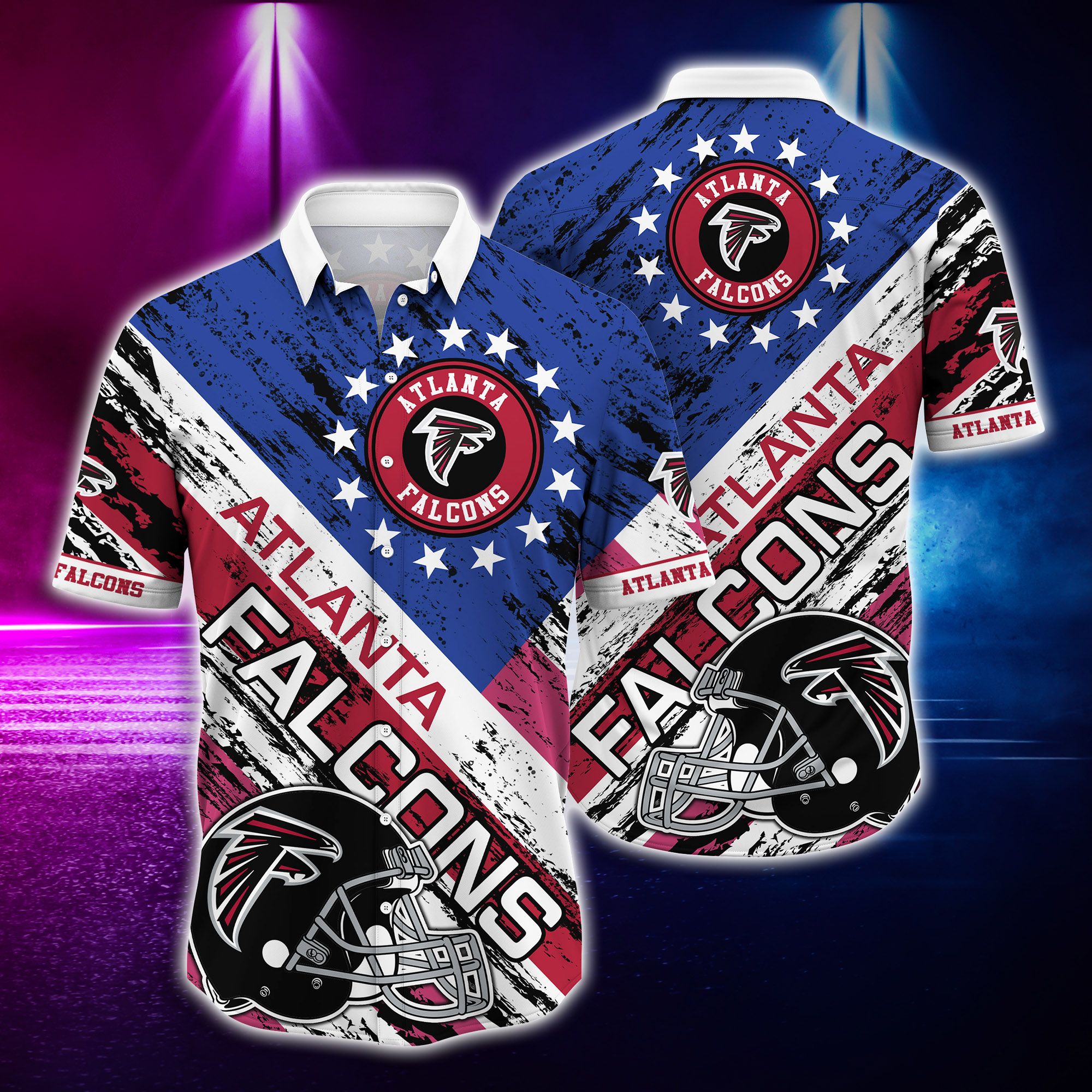 Atlanta Falcons and rugby helmet Hawaiian Shirt