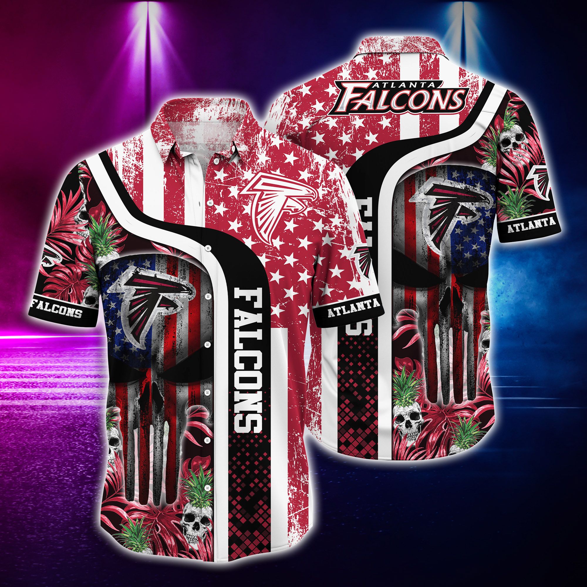Atlanta Falcons and skull Hawaiian Shirt