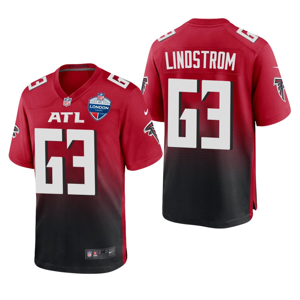 Atlanta Falcons Chris Lindstrom Red Jersey 2021 NFL London Game - Men's