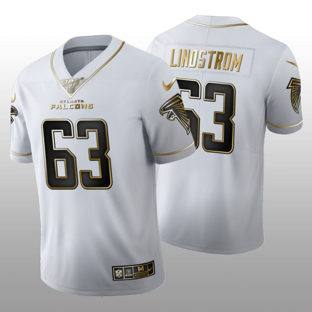 Atlanta Falcons Chris Lindstrom White Golden Edition Jersey 100th Season Men's