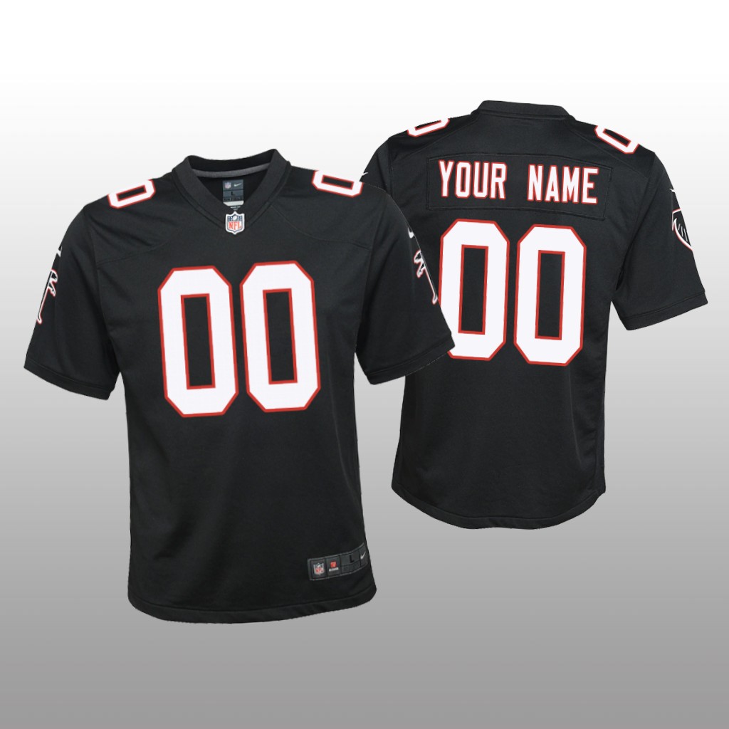 Atlanta Falcons Custom Black Jersey Throwback Game - Youth