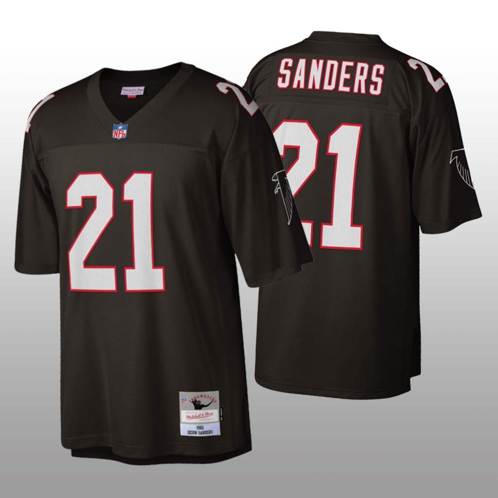 Atlanta Falcons Deion Sanders Mitchell & Ness Black Legacy Jersey - Men's